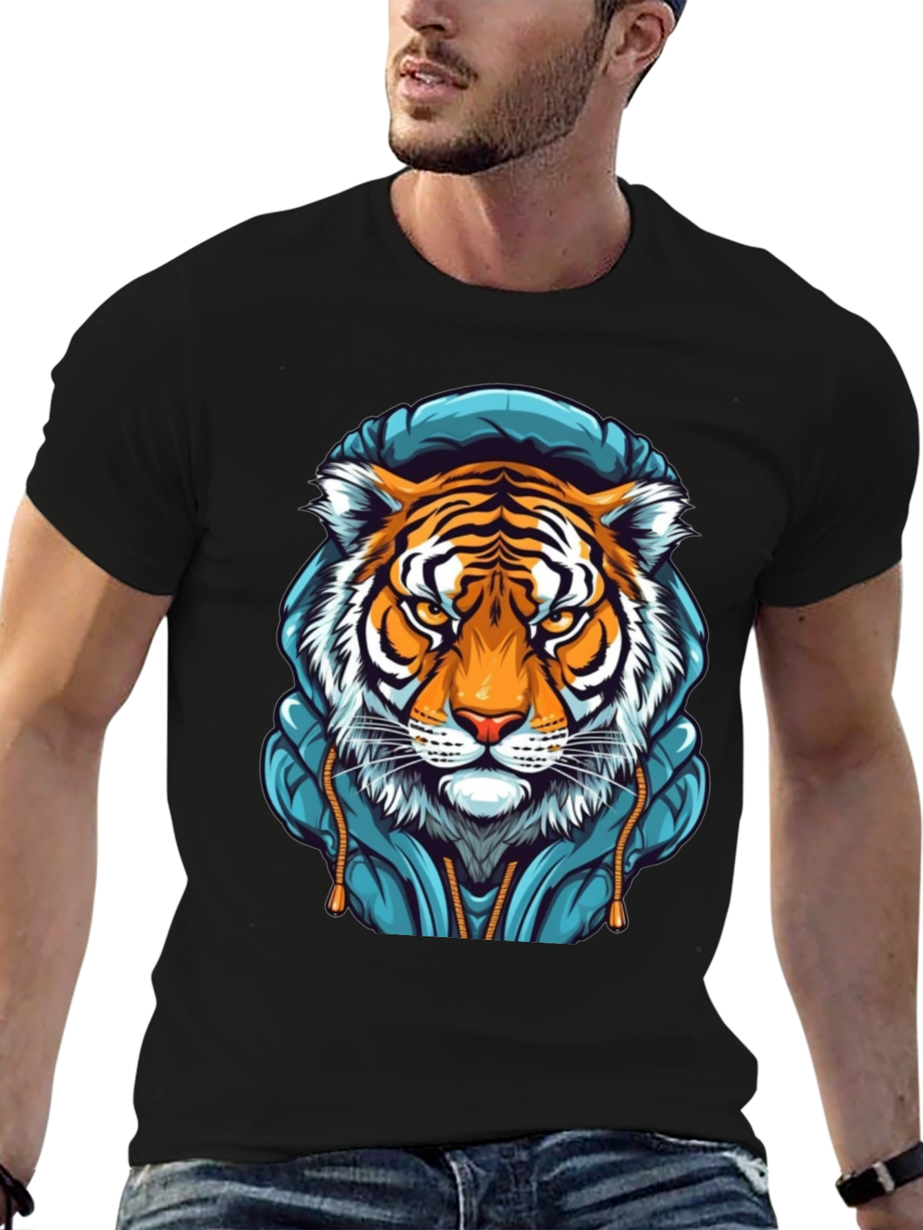 Tiger Hoodie T-Shirt - Cool Graphic Tee