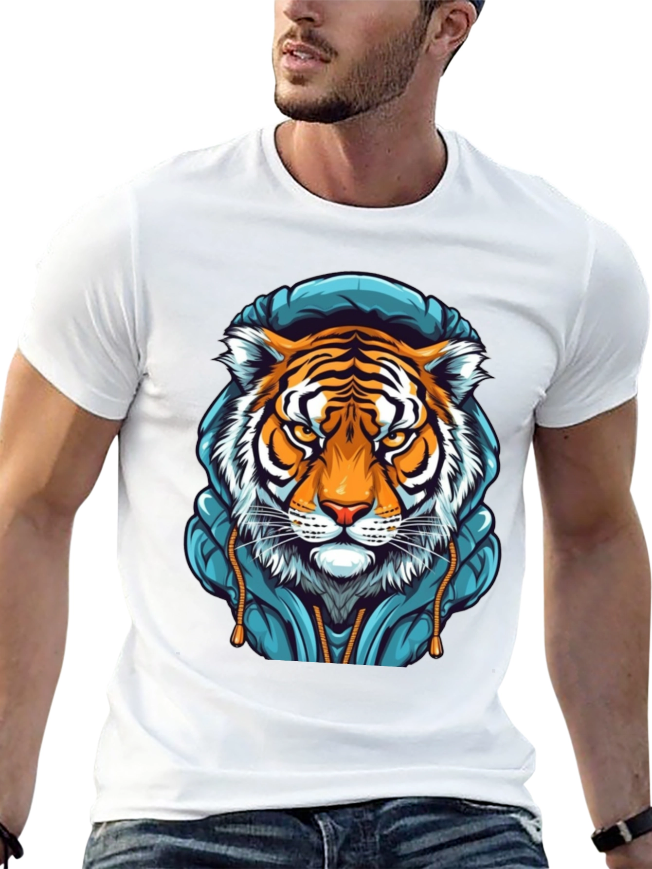 Tiger Hoodie T-Shirt - Cool Graphic Tee
