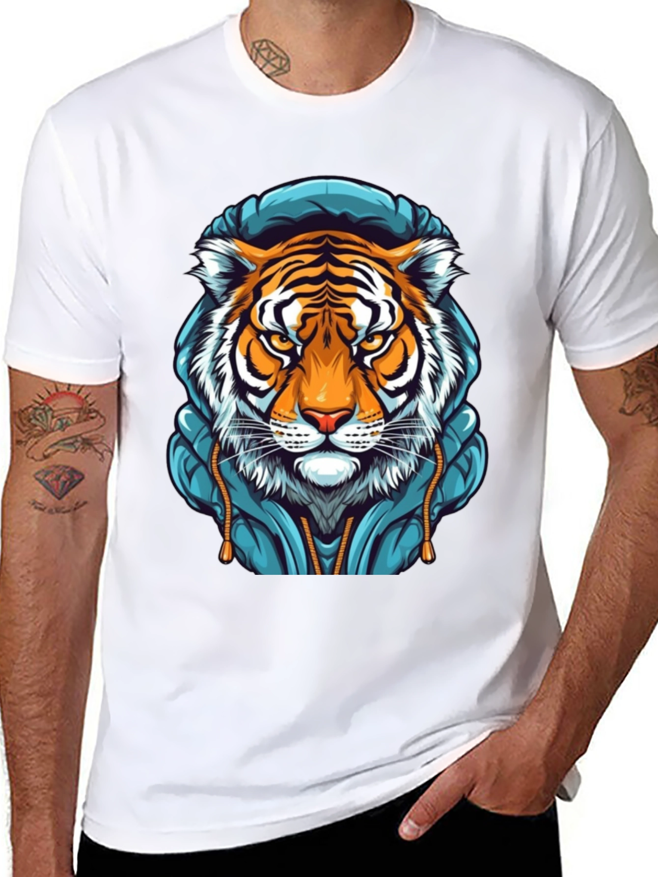 Tiger Hoodie T-Shirt - Cool Graphic Tee
