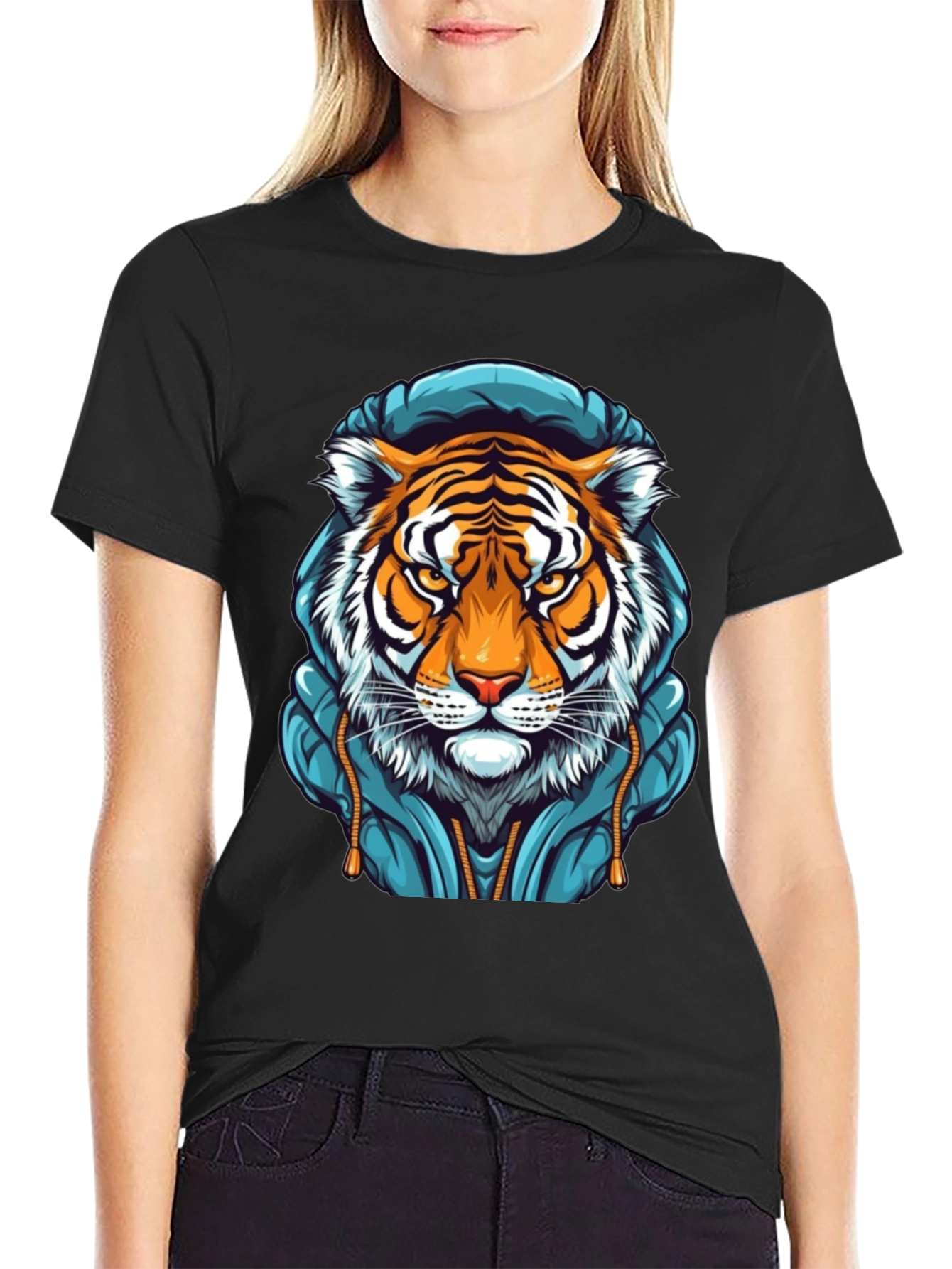 Tiger Hoodie T-Shirt - Cool Graphic Tee