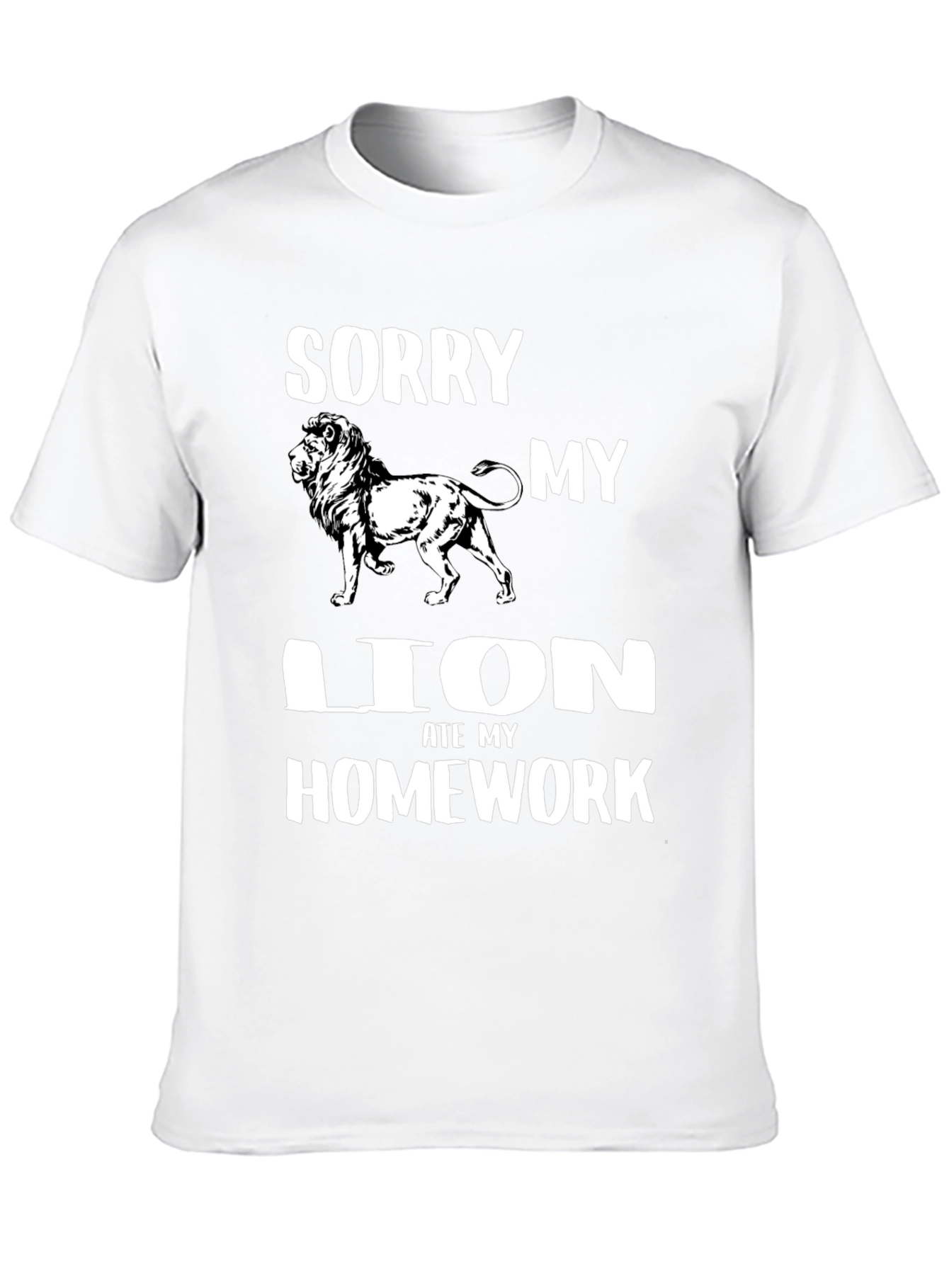 Sorry My Lion Ate Homework Black T-Shirt