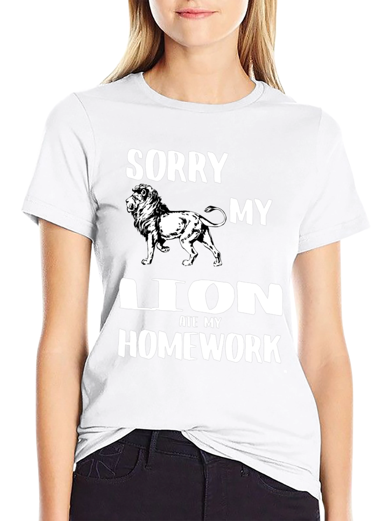 Sorry My Lion Ate Homework Black T-Shirt