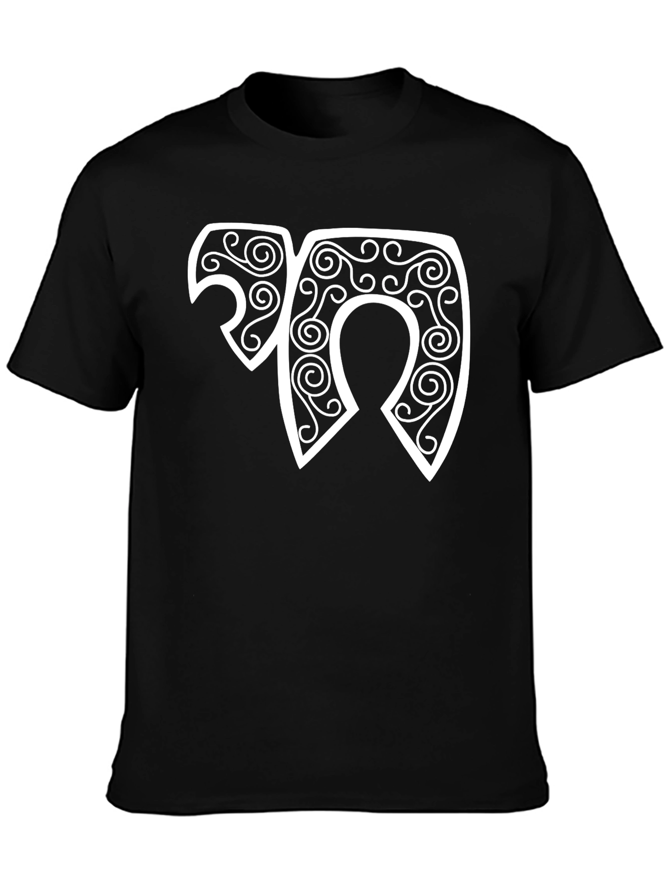 Unique Swirl Design Black T-Shirt