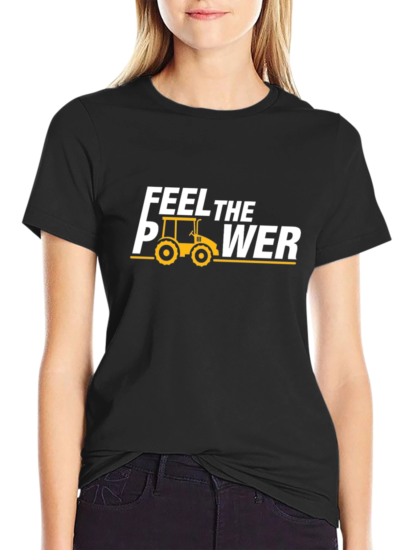 Feel the Power Tractor T-Shirt - Black