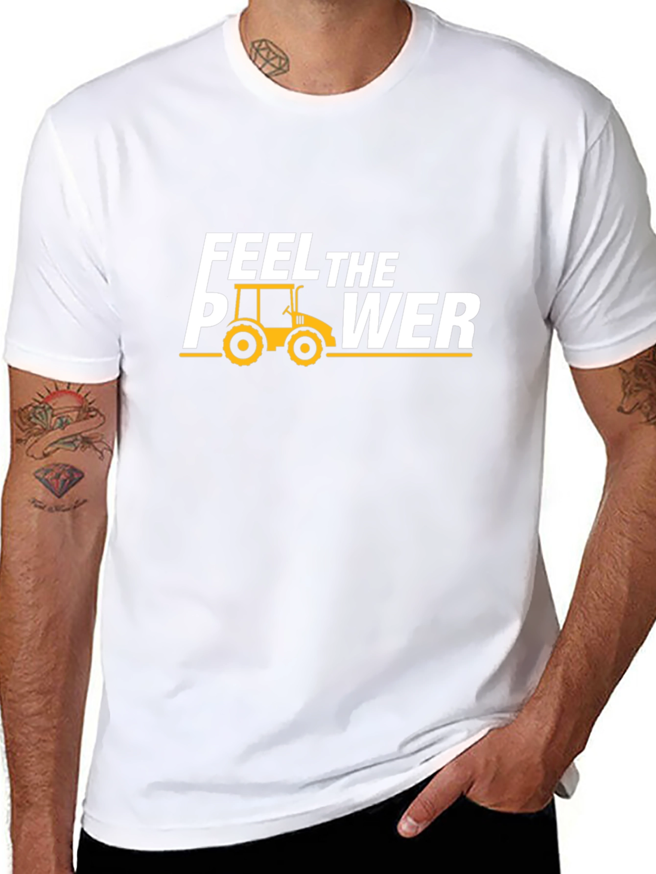 Feel the Power Tractor T-Shirt - Black