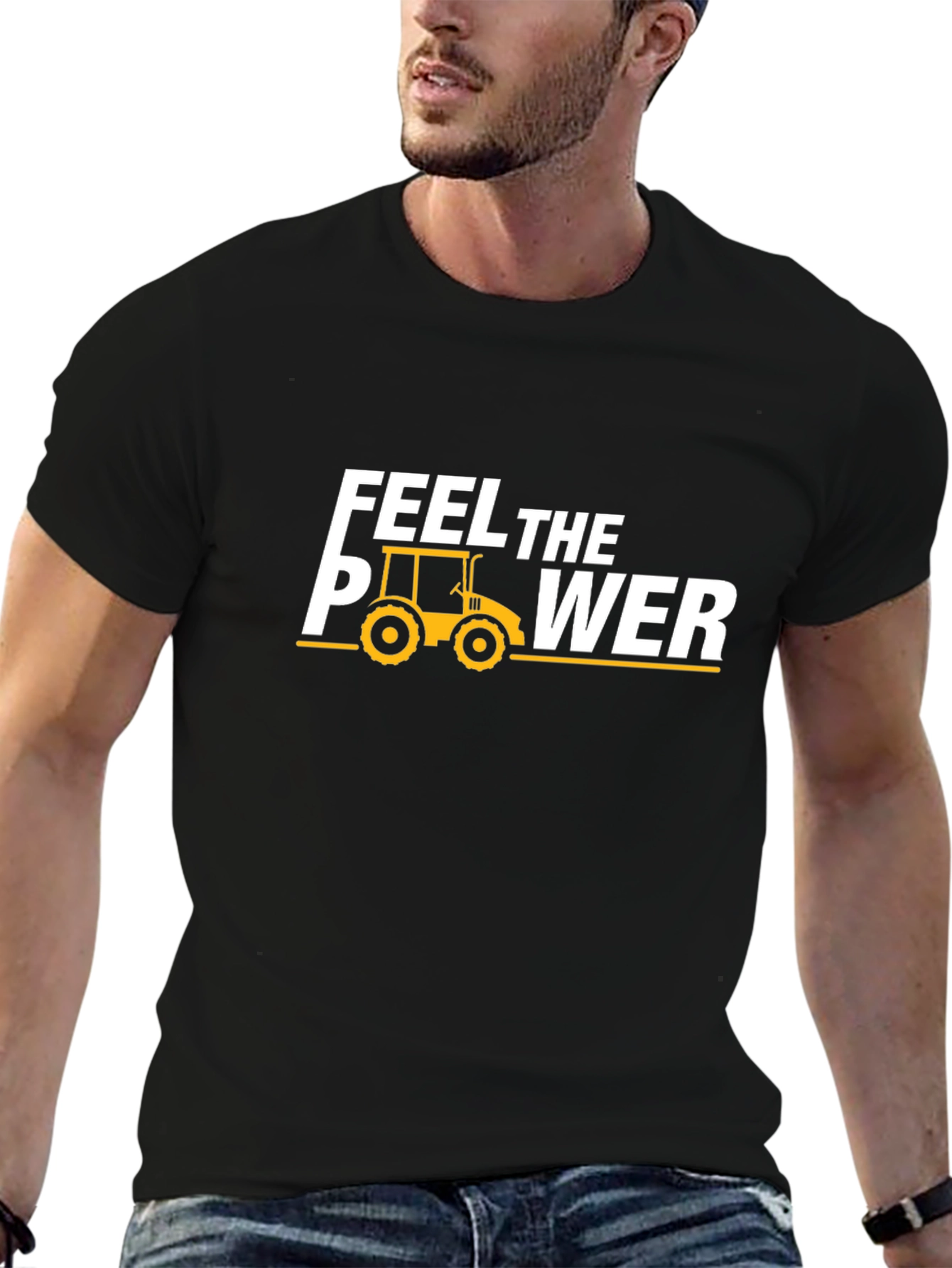 Feel the Power Tractor T-Shirt - Black
