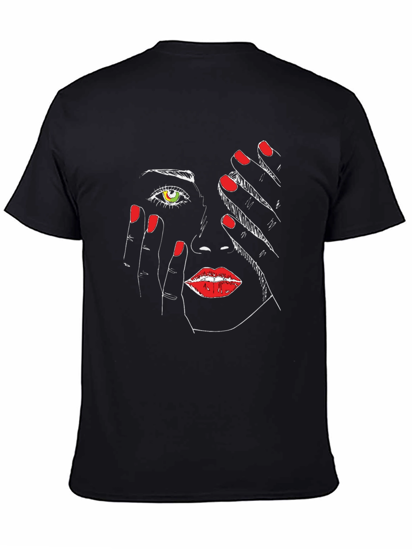 Abstract Face Graphic Tee - Stylish Black T-Shirt