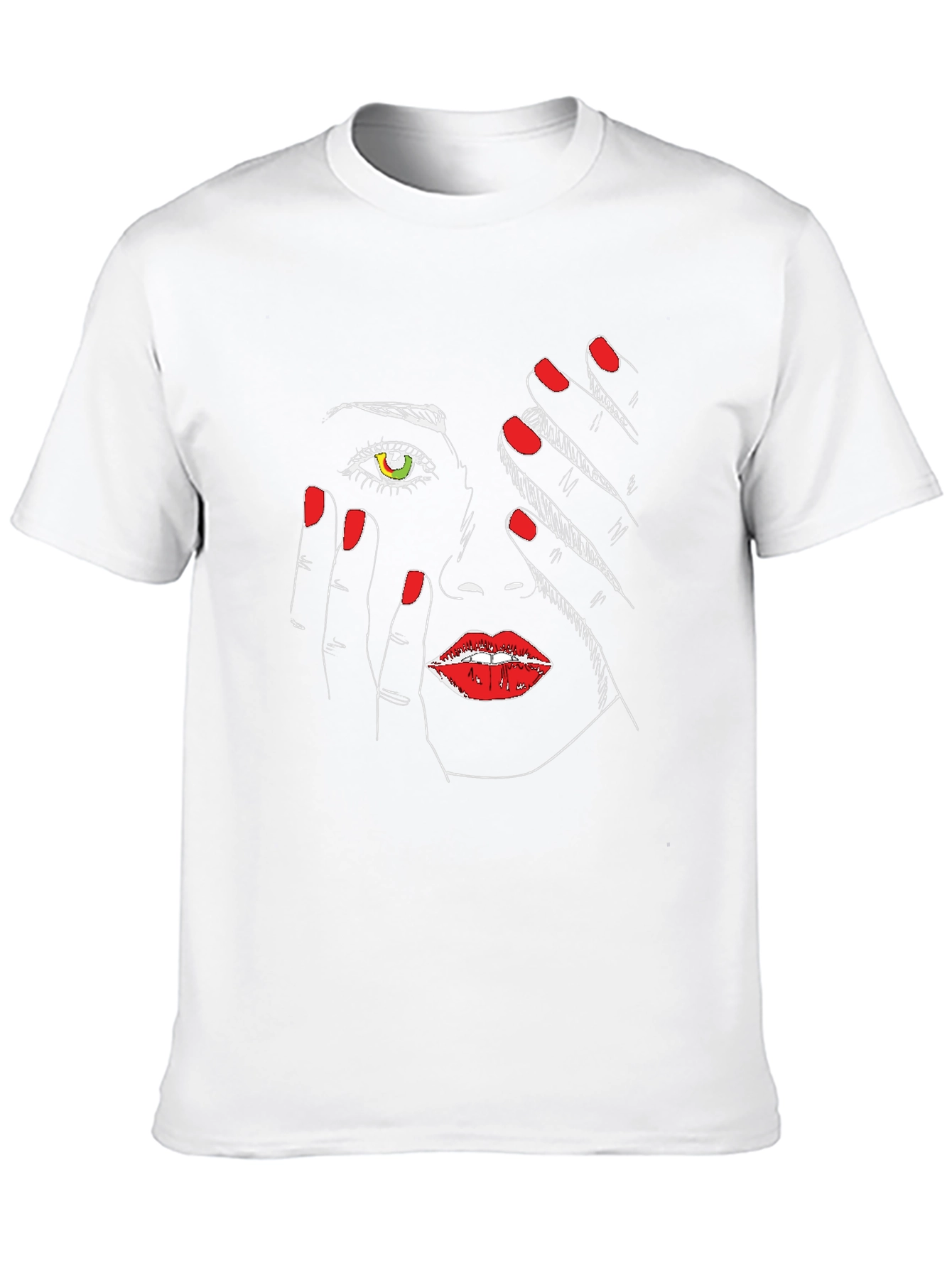 Abstract Face Graphic Tee - Stylish Black T-Shirt