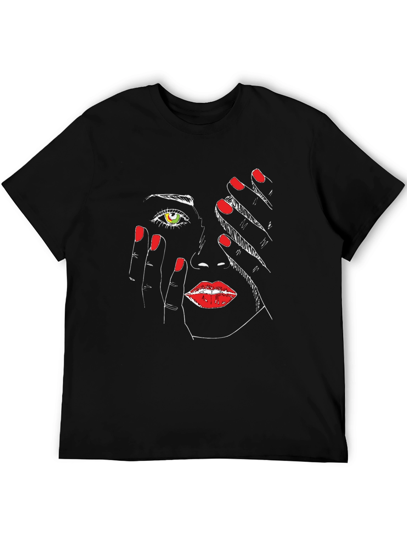 Abstract Face Graphic Tee - Stylish Black T-Shirt