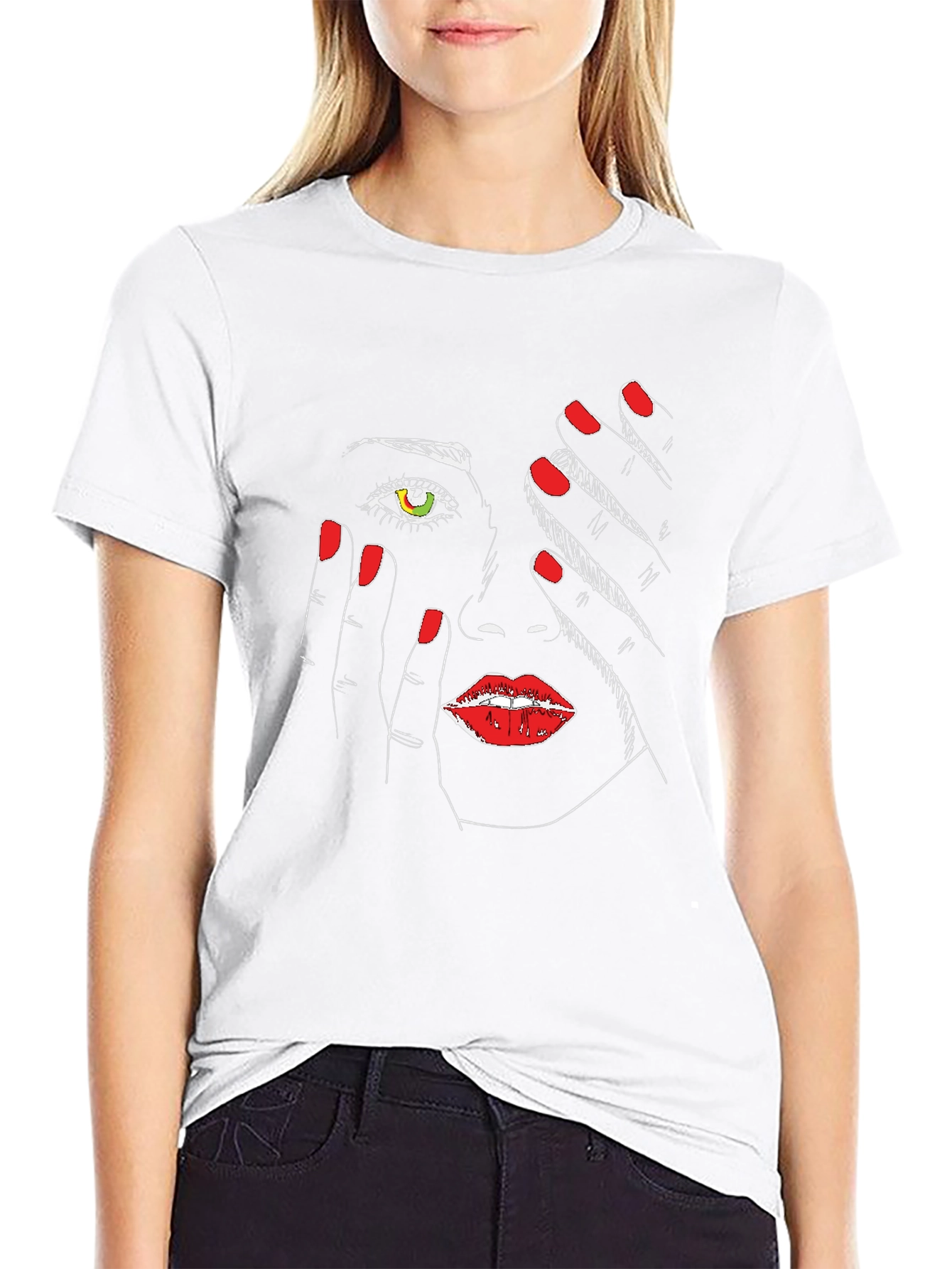 Abstract Face Graphic Tee - Stylish Black T-Shirt