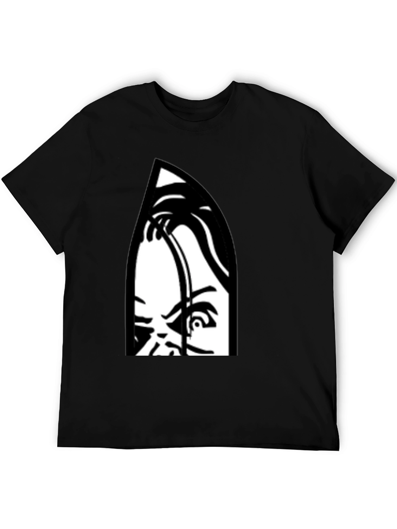 Creepy Doll Graphic Print Black T-Shirt