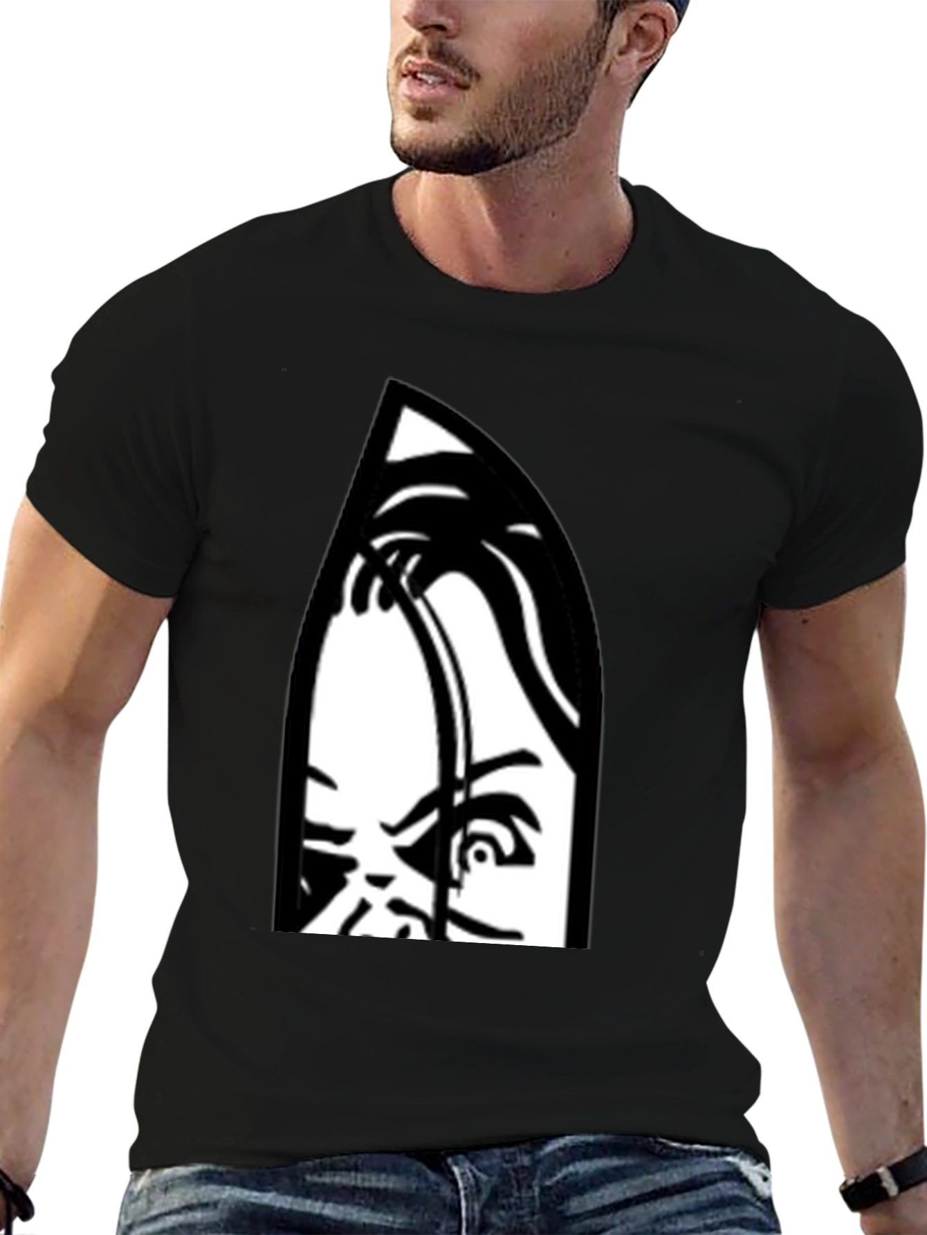 Creepy Doll Graphic Print Black T-Shirt