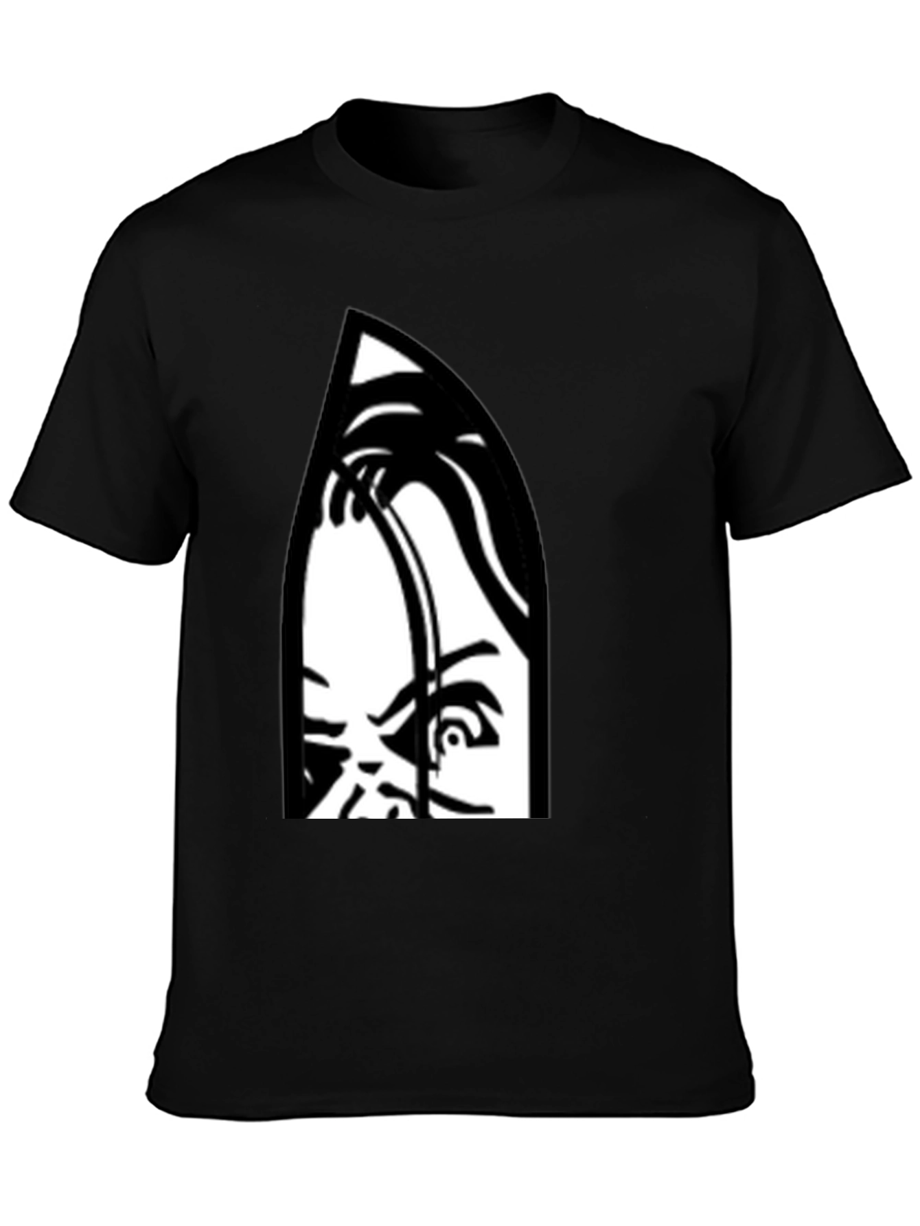 Creepy Doll Graphic Print Black T-Shirt