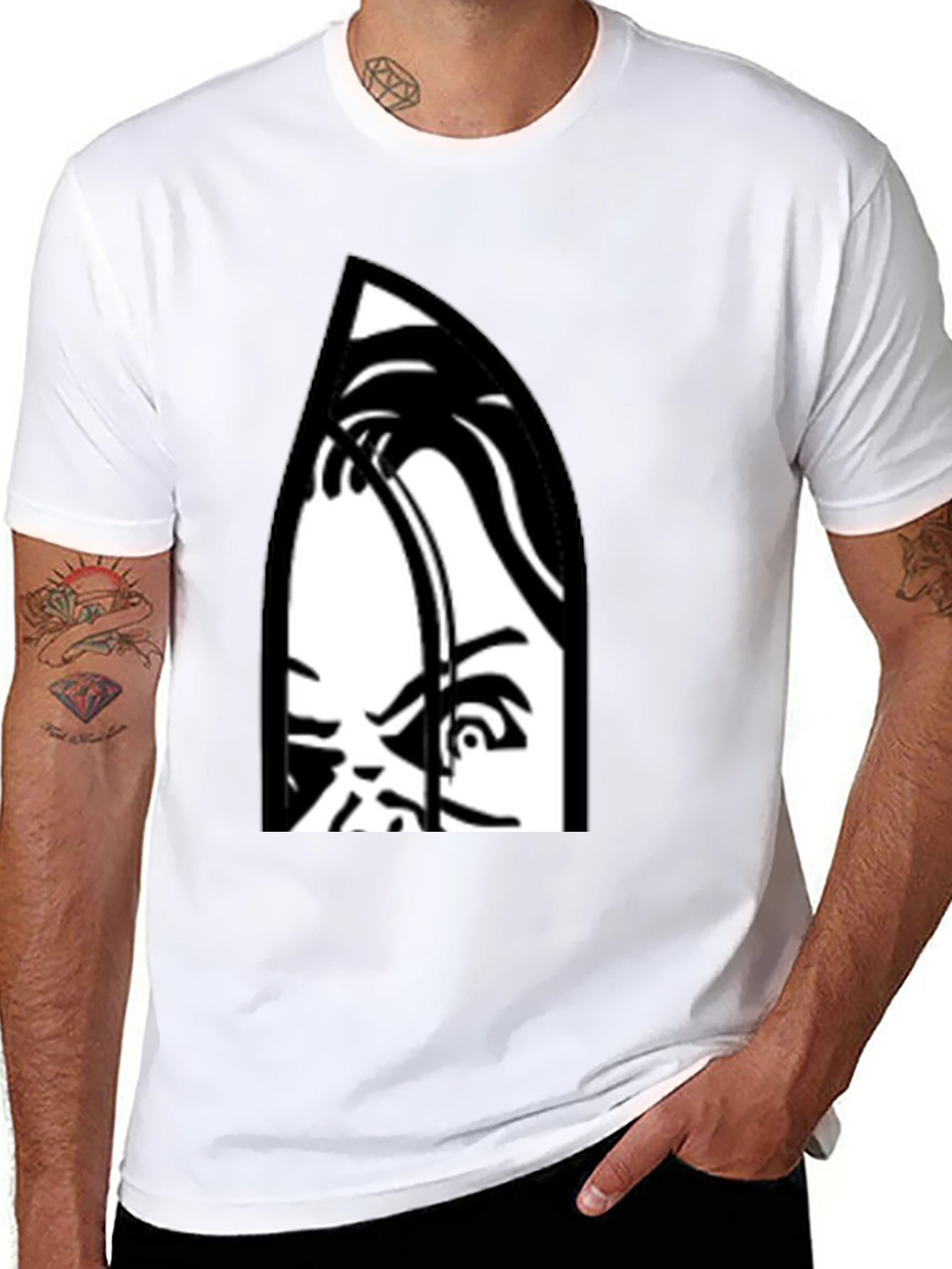 Creepy Doll Graphic Print Black T-Shirt