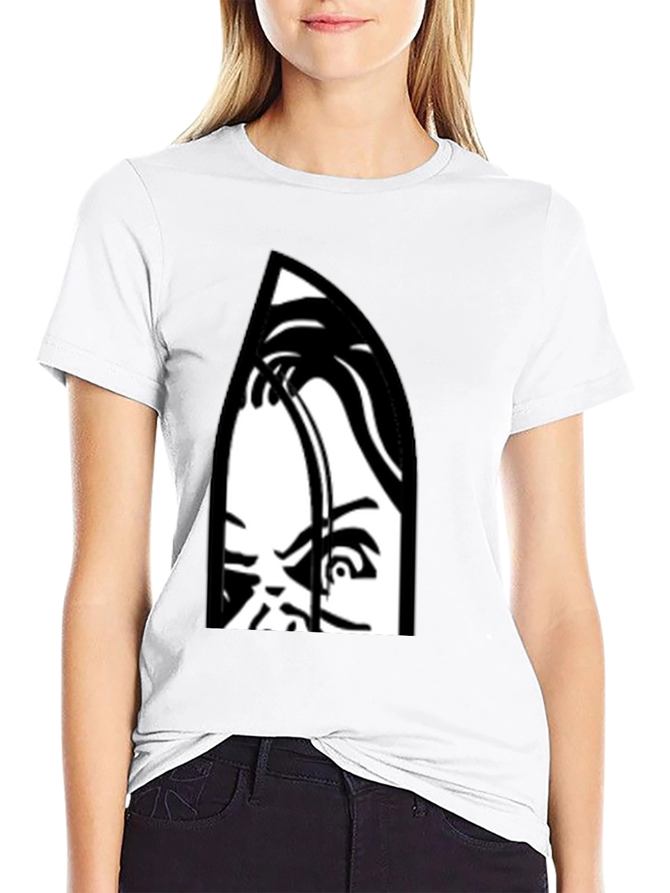 Creepy Doll Graphic Print Black T-Shirt