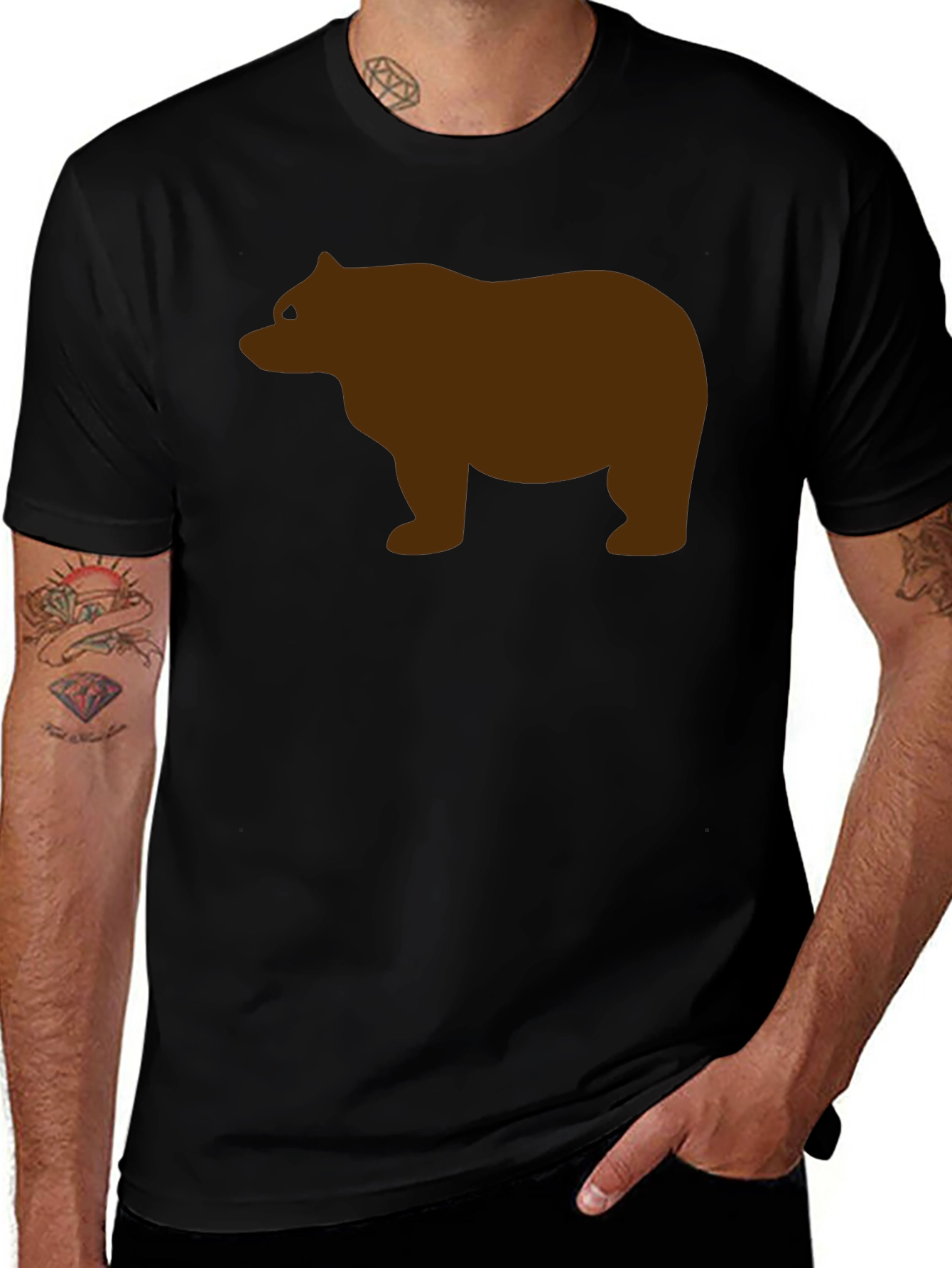Mens Black Bear Graphic Tee - Casual Style