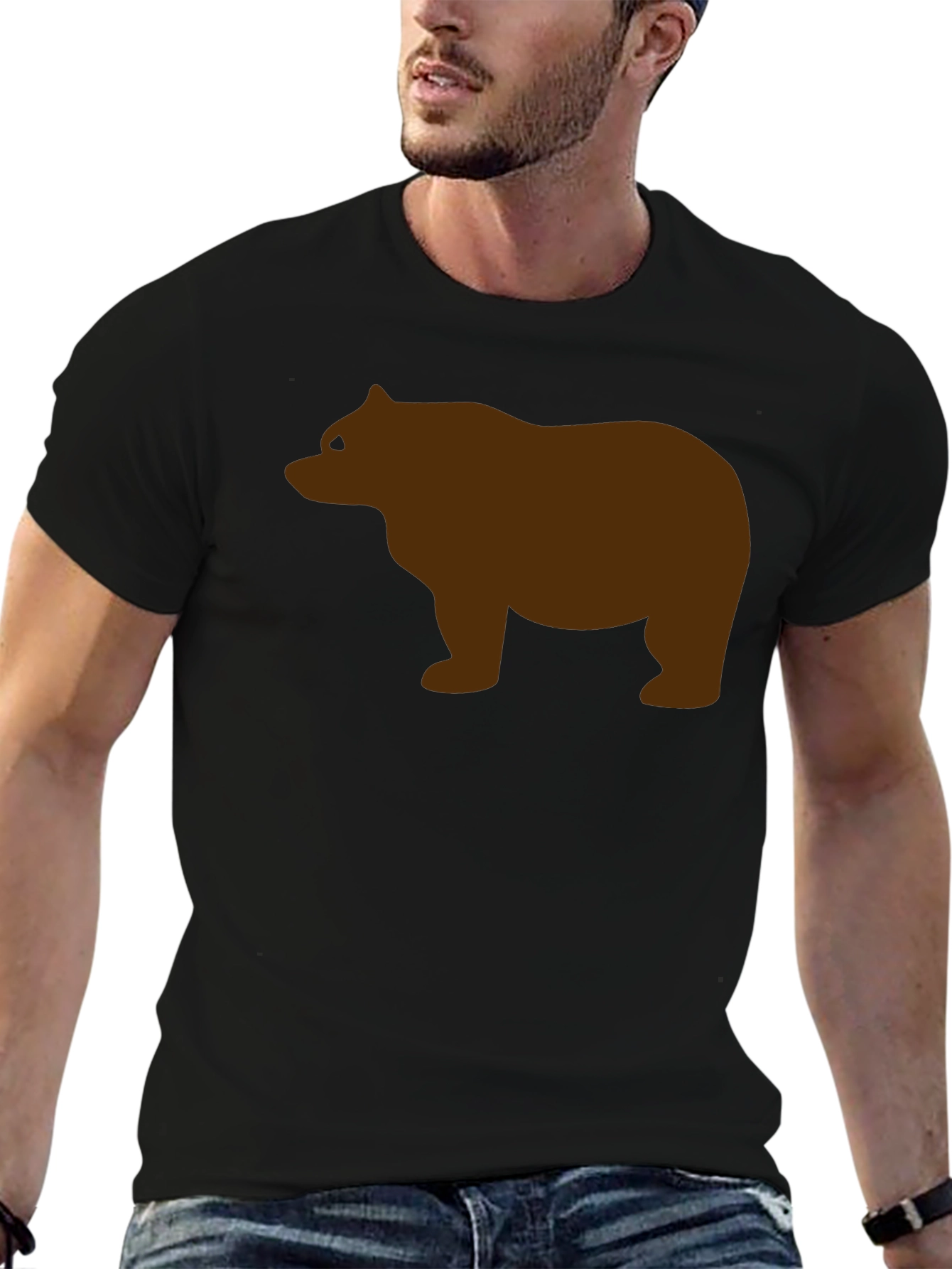 Mens Black Bear Graphic Tee - Casual Style