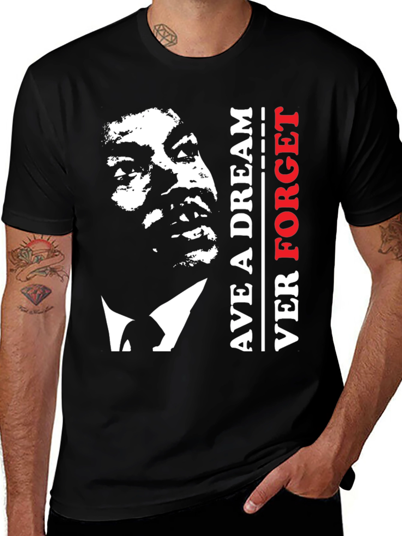 Martin Luther King Jr. Never Forget Black T-Shirt