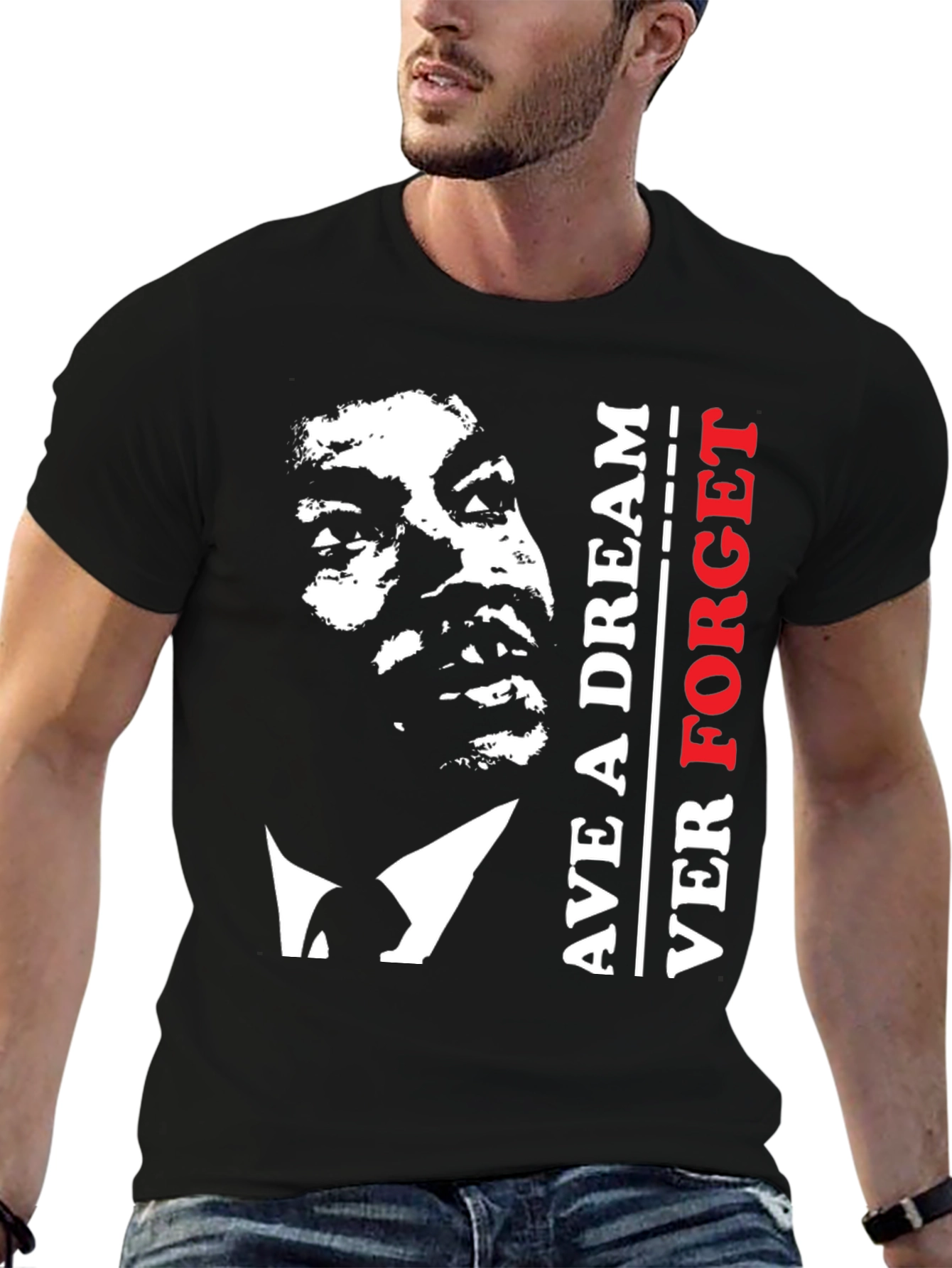 Martin Luther King Jr. Never Forget Black T-Shirt