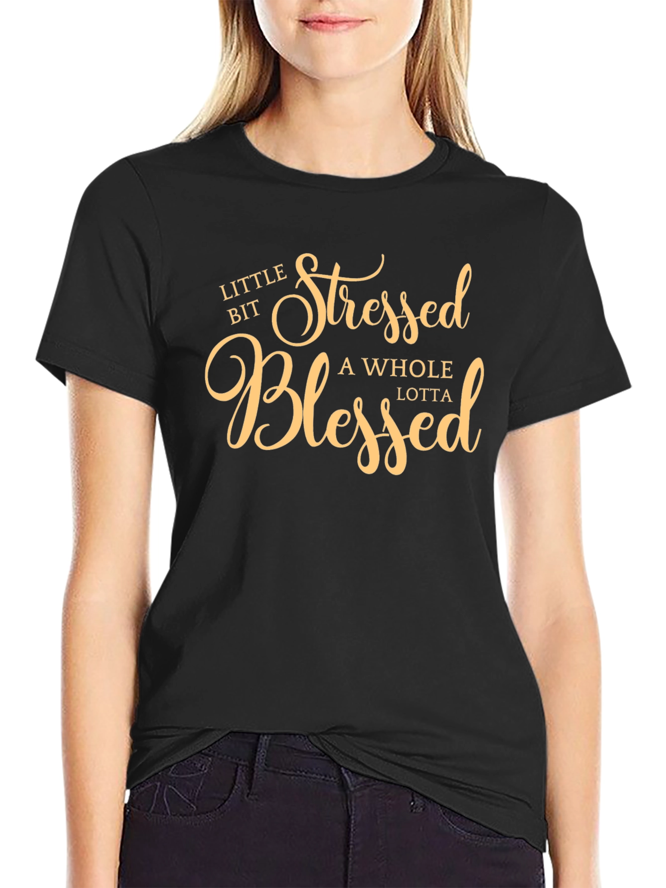 Stressed Blessed T-Shirt - Black Graphic Tee