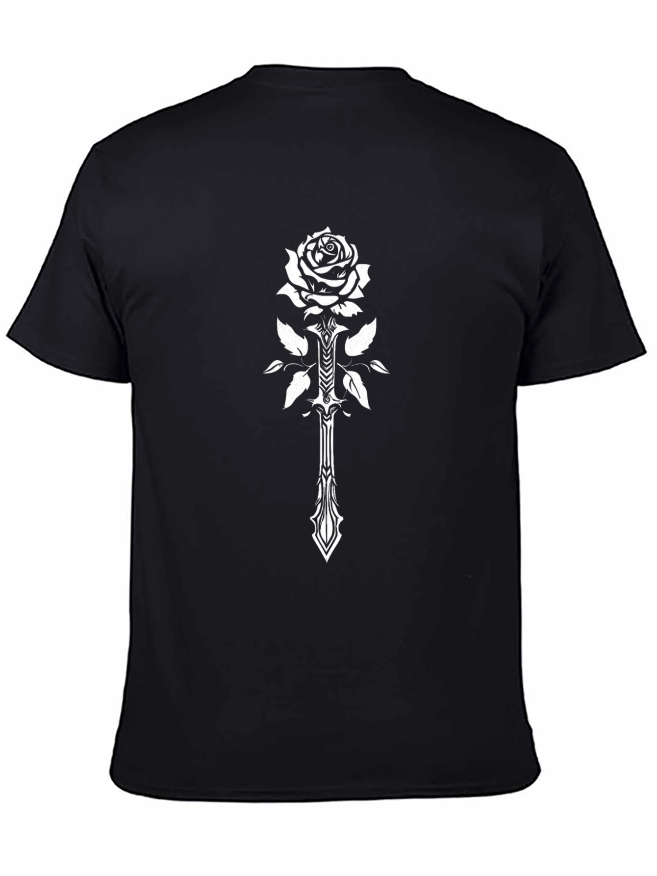 Rose and Sword Graphic Black T-Shirt