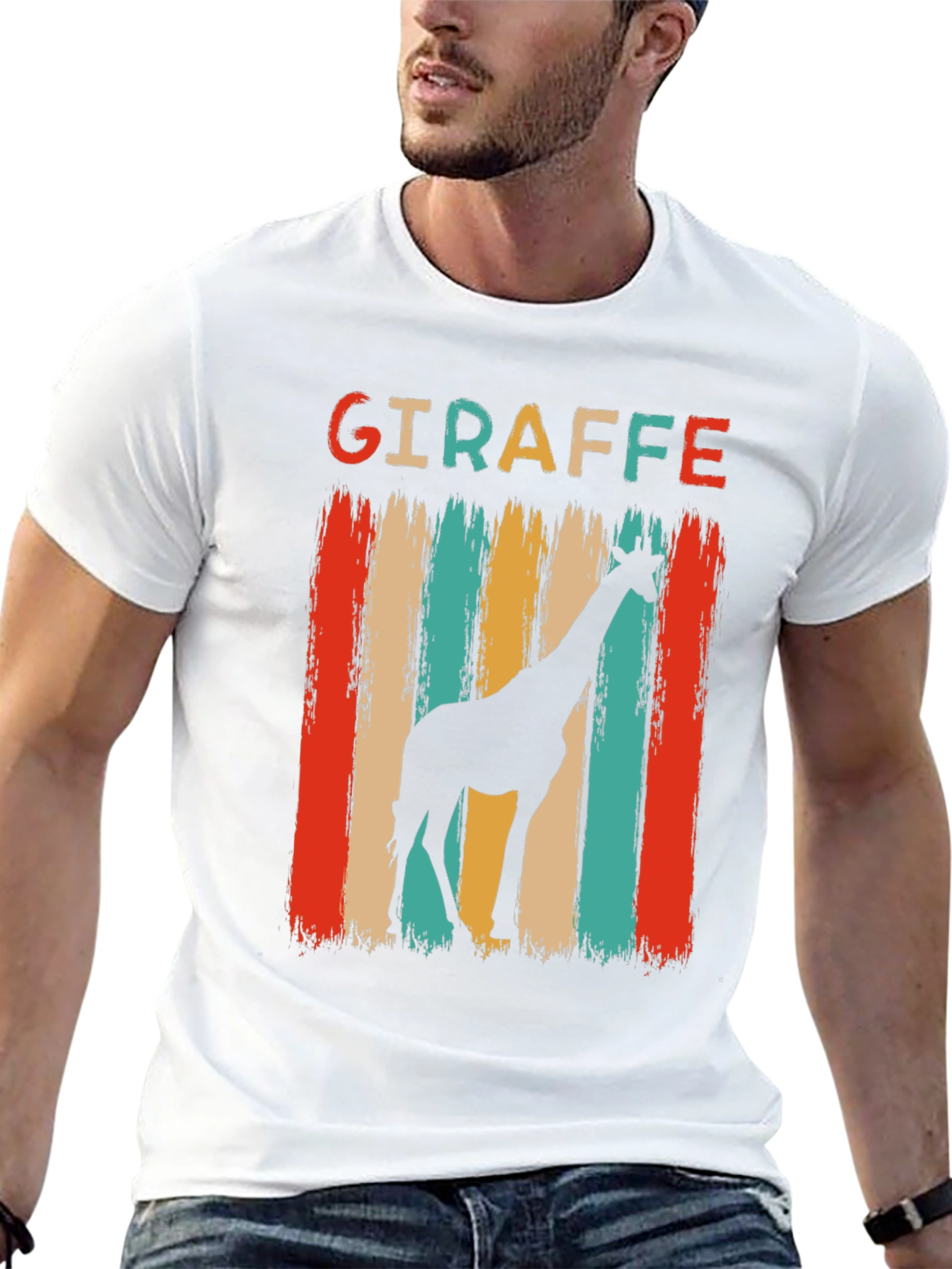 Retro Giraffe Graphic Tee - Mens Black T-Shirt