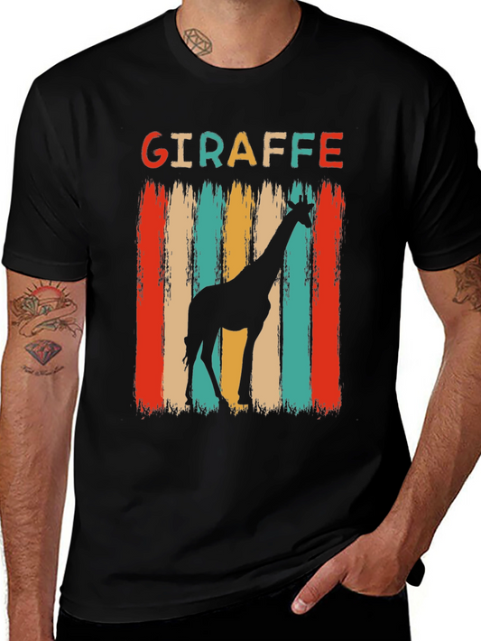 Retro Giraffe Graphic Tee - Mens Black T-Shirt