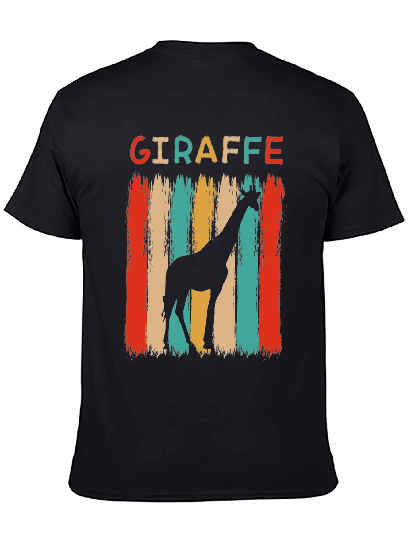 Retro Giraffe Graphic Tee - Mens Black T-Shirt
