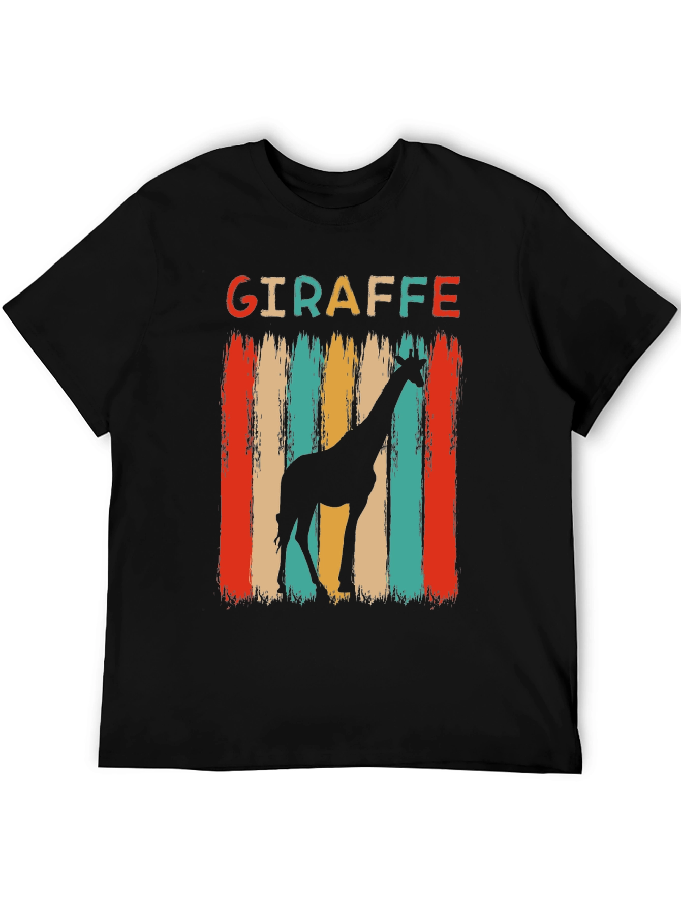Retro Giraffe Graphic Tee - Mens Black T-Shirt