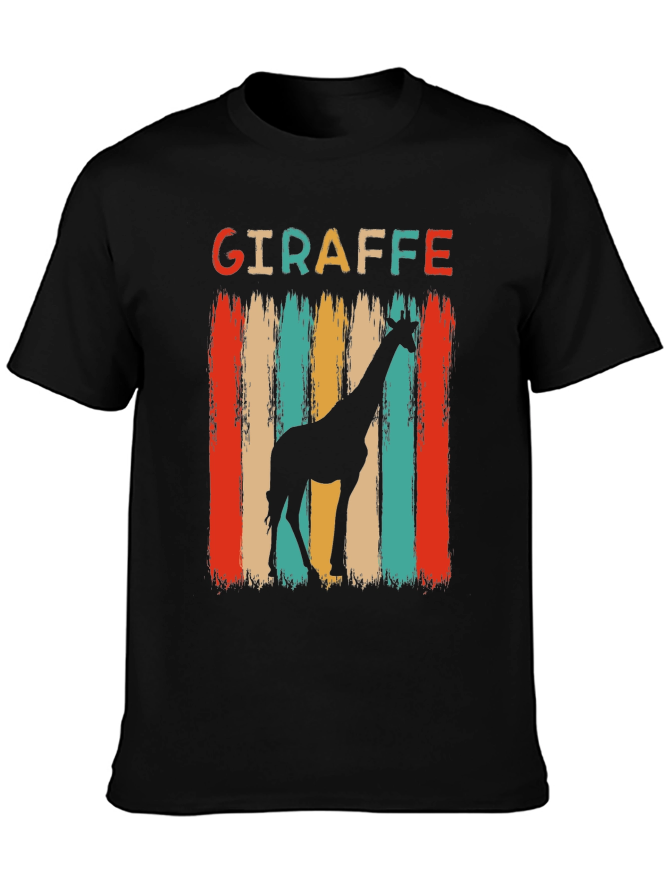 Retro Giraffe Graphic Tee - Mens Black T-Shirt