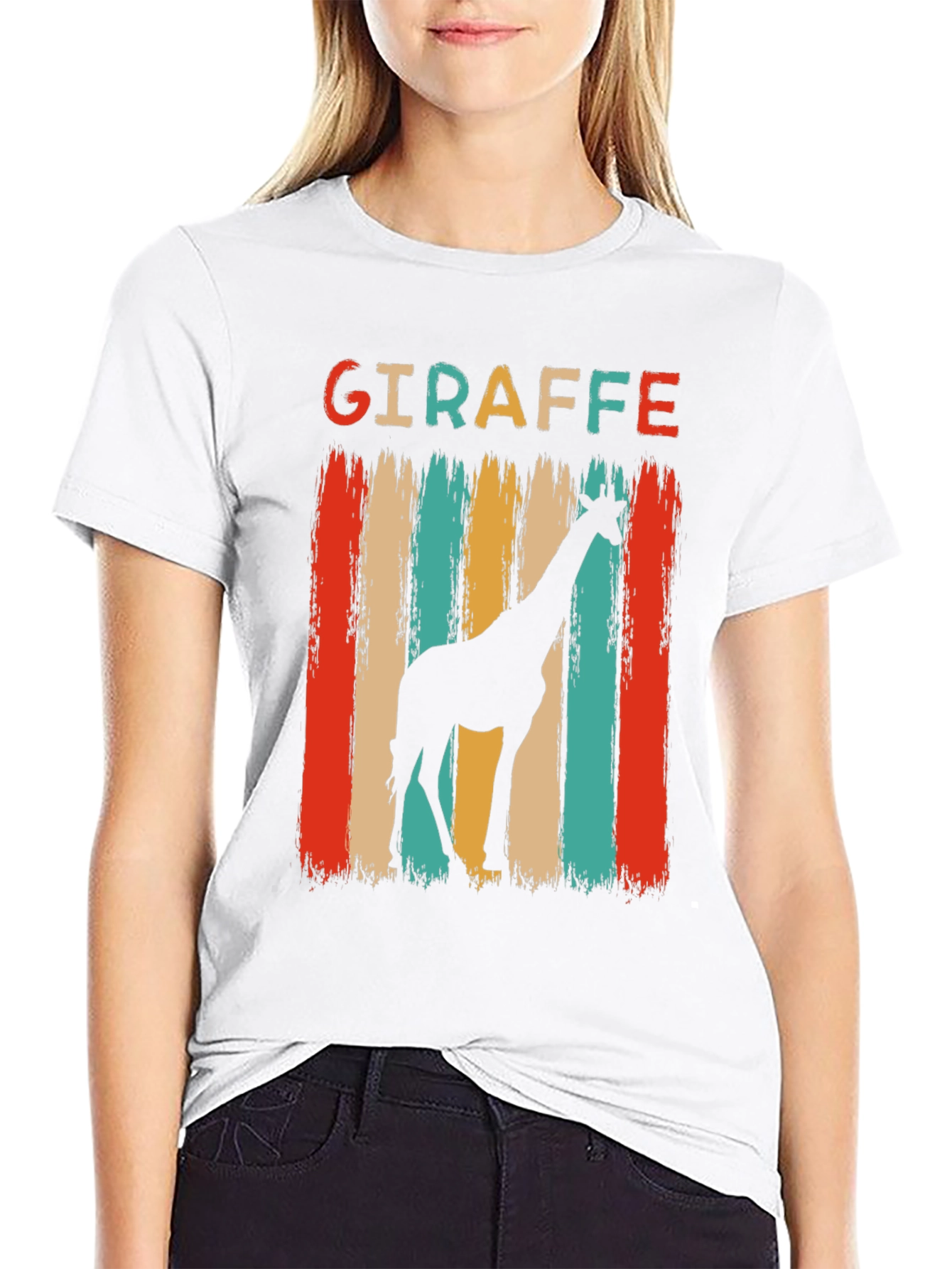 Retro Giraffe Graphic Tee - Mens Black T-Shirt