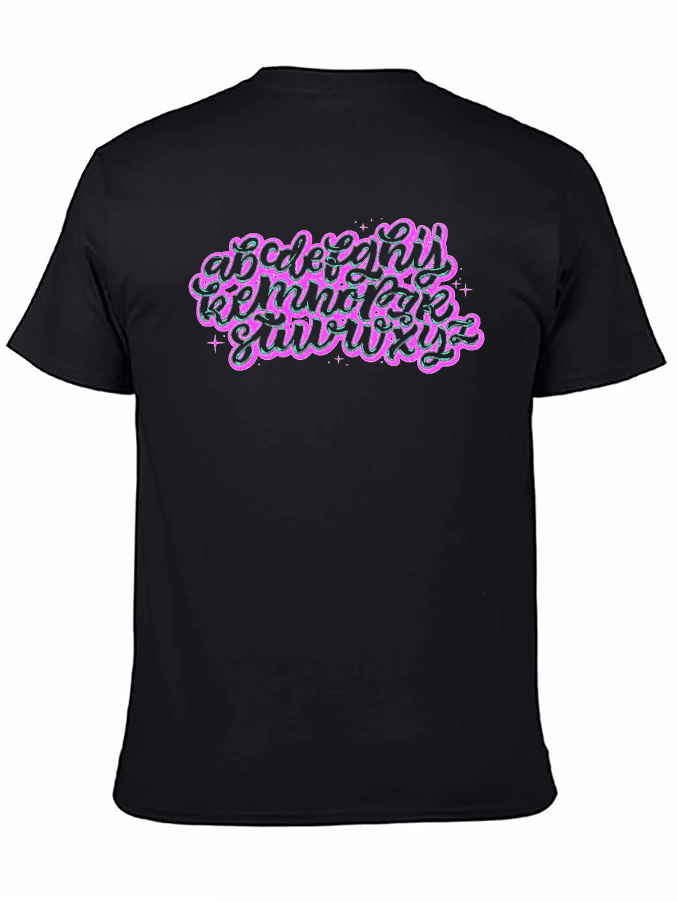 Alphabet Graphic T-Shirt Black Crew Neck Tee
