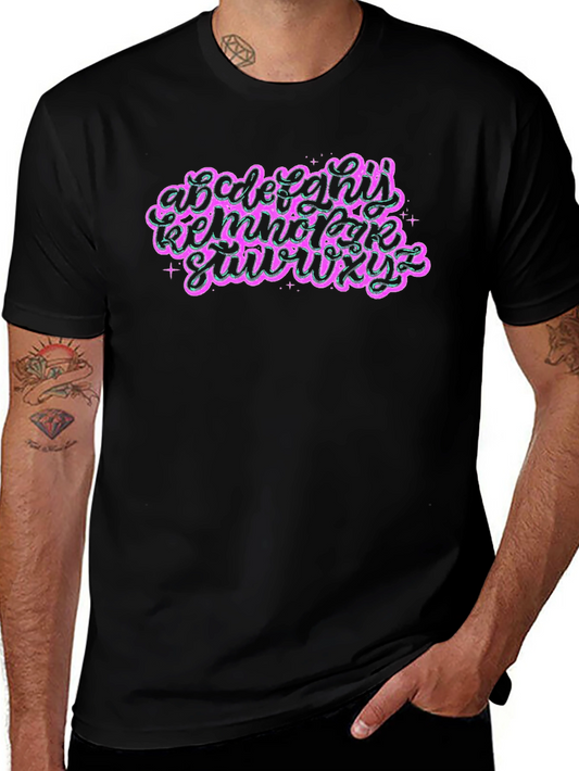 Alphabet Graphic T-Shirt Black Crew Neck Tee