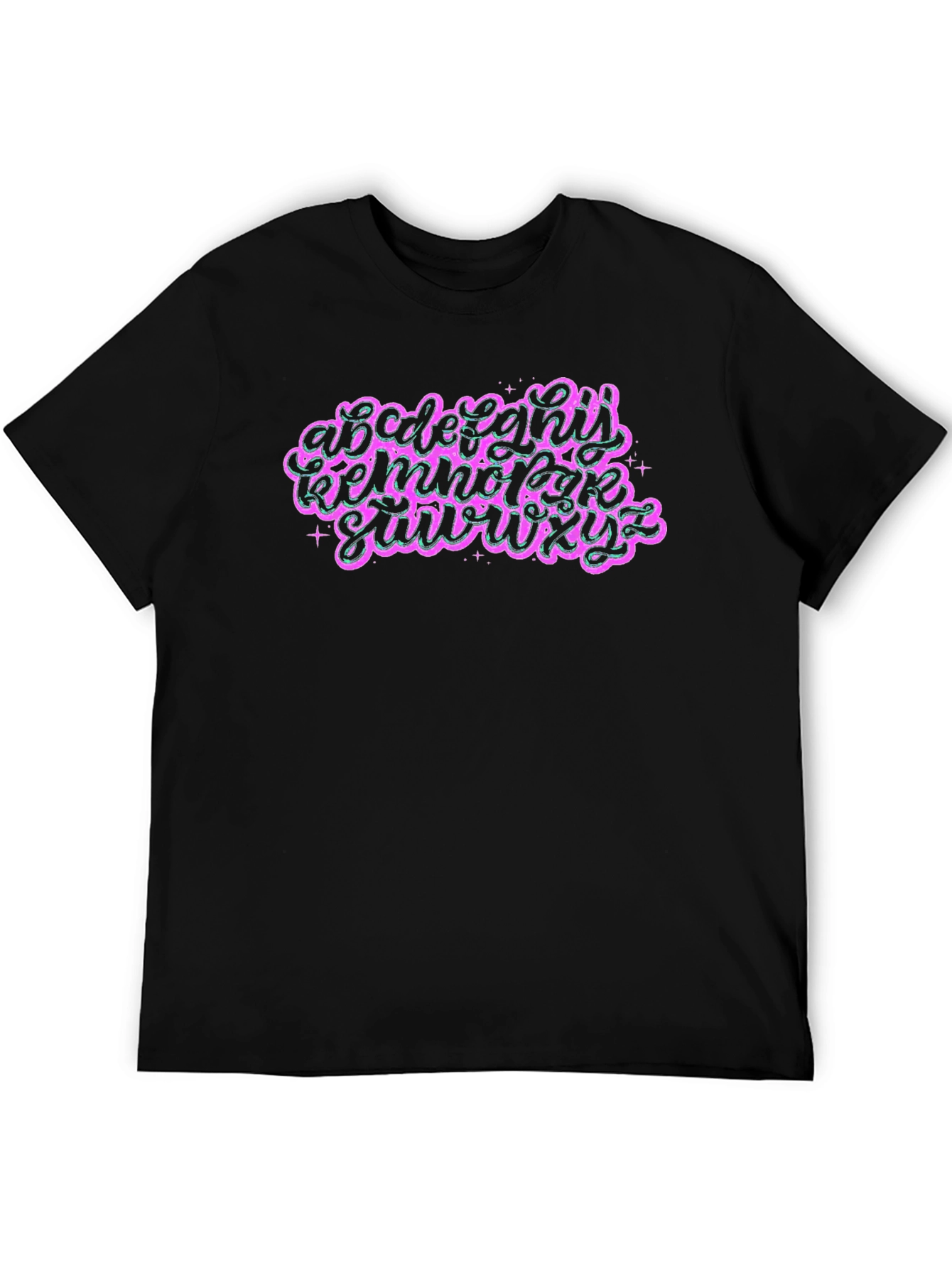 Alphabet Graphic T-Shirt Black Crew Neck Tee