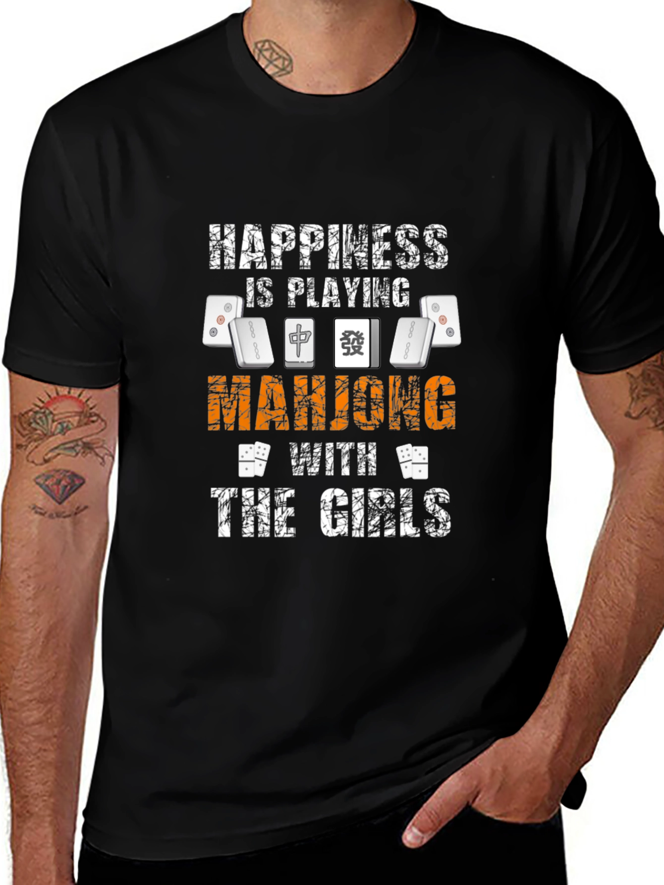 Mahjong Girls Black T-Shirt