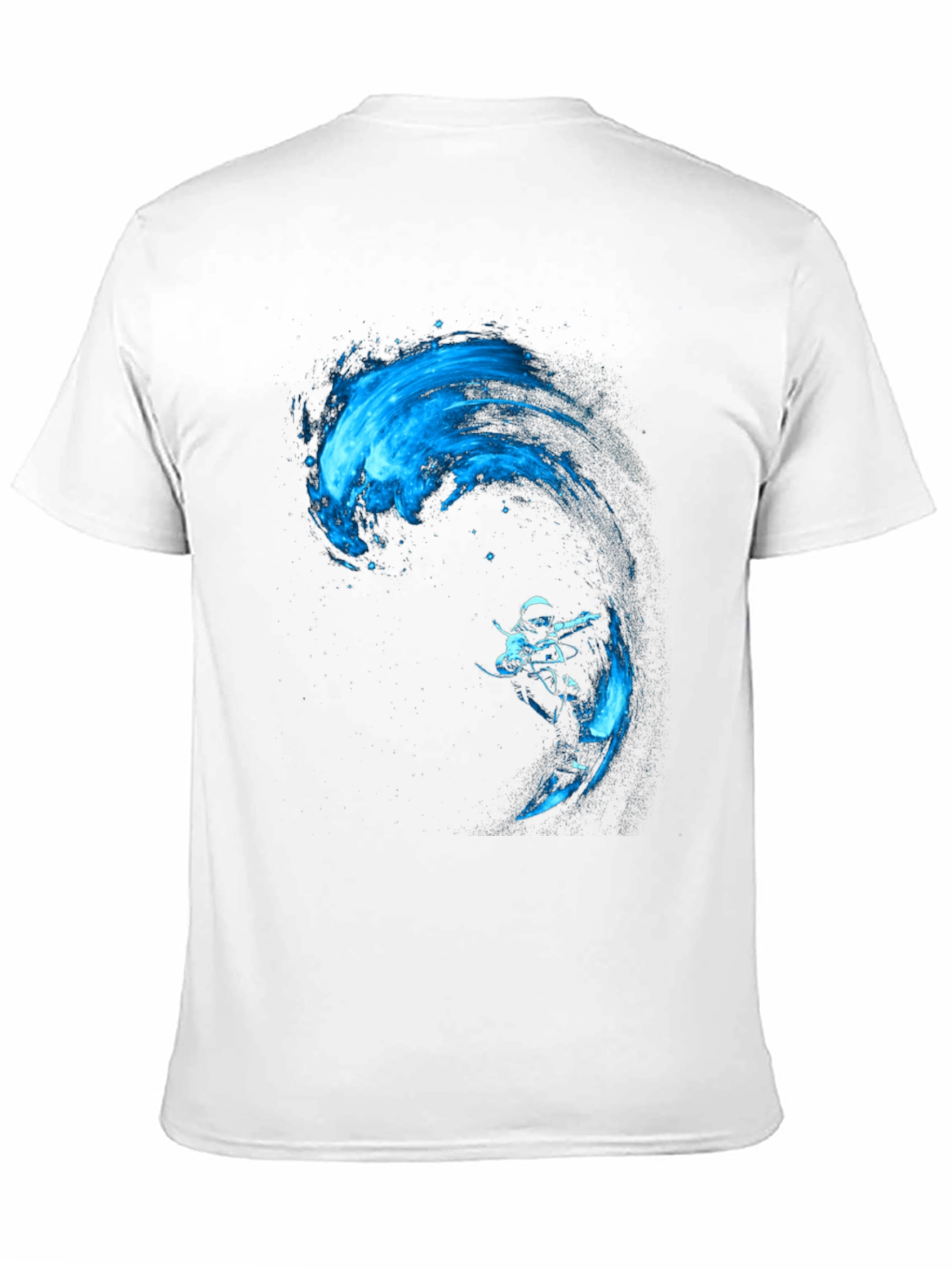 Black T-Shirt with Blue Water Rider Graphic