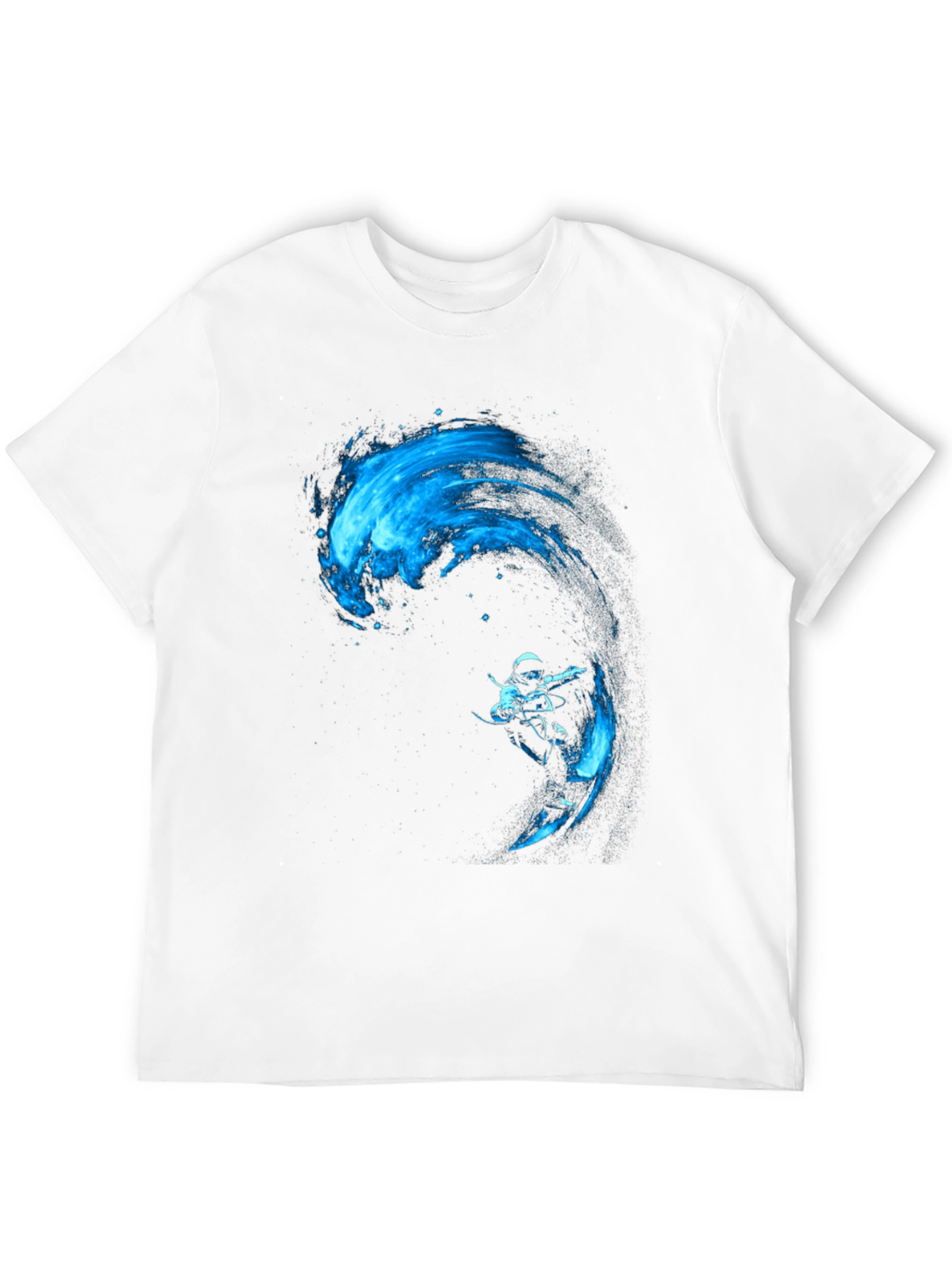 Black T-Shirt with Blue Water Rider Graphic
