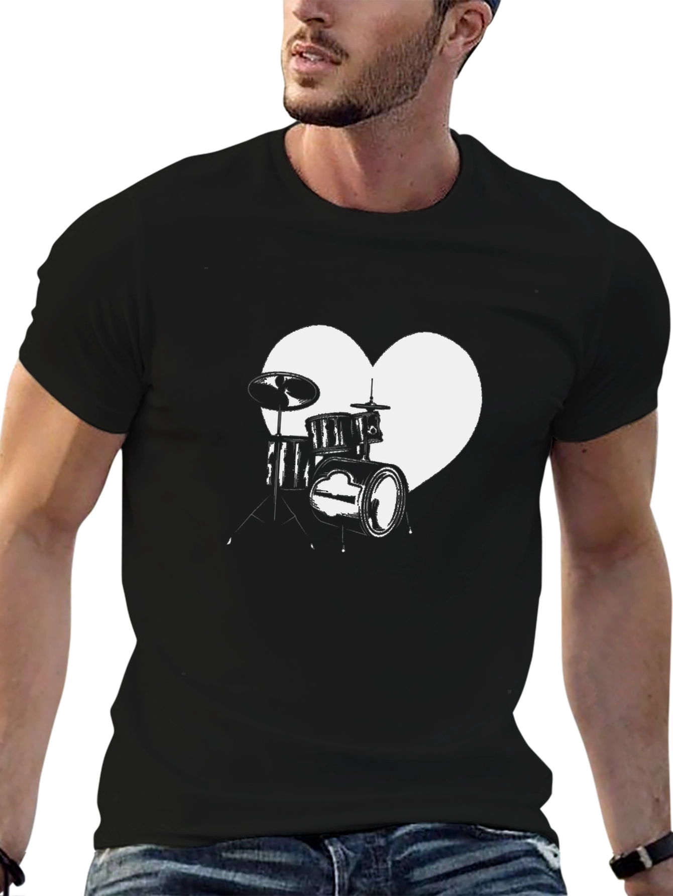 Drum Kit Heart T-Shirt - Music Lover Tee