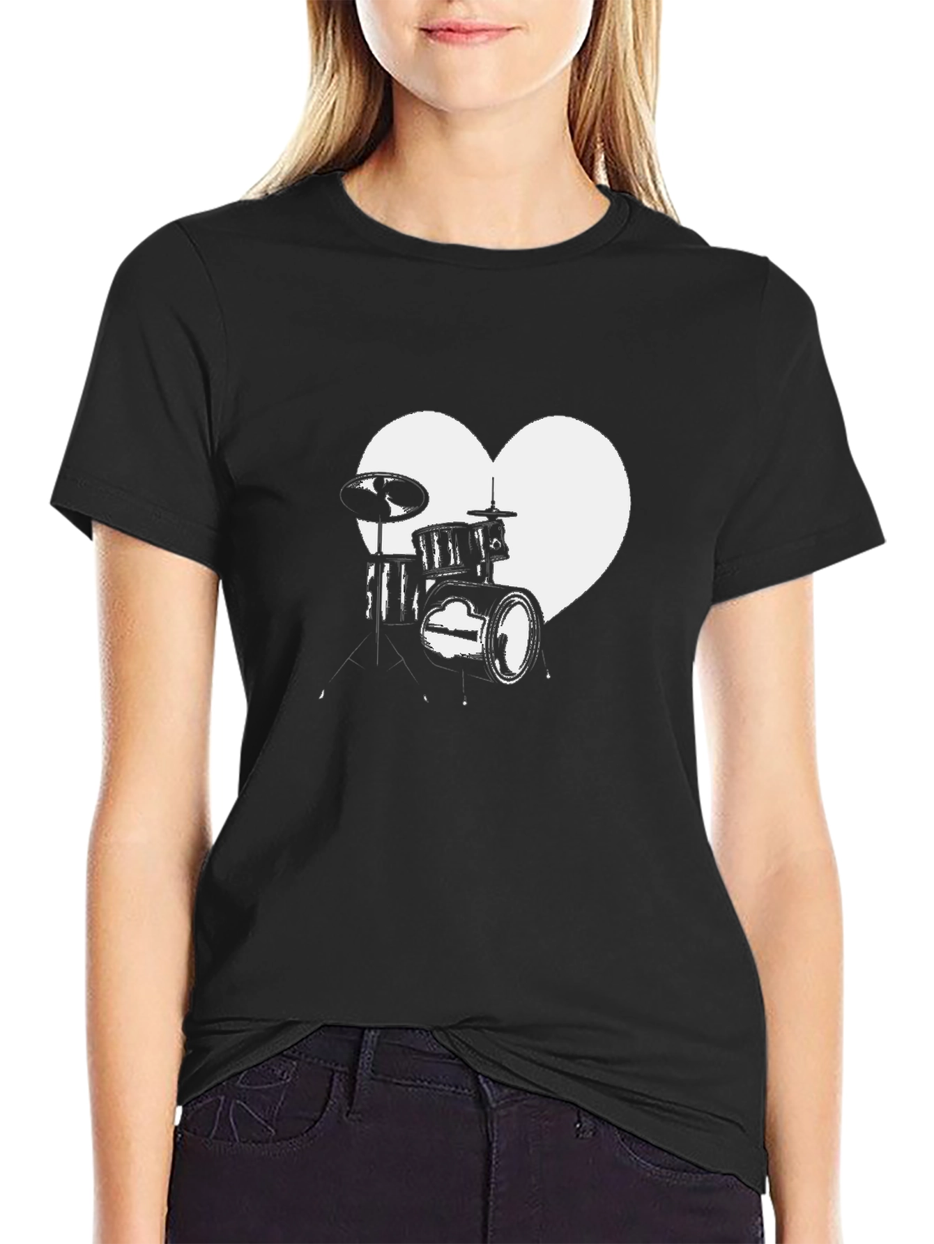Drum Kit Heart T-Shirt - Music Lover Tee