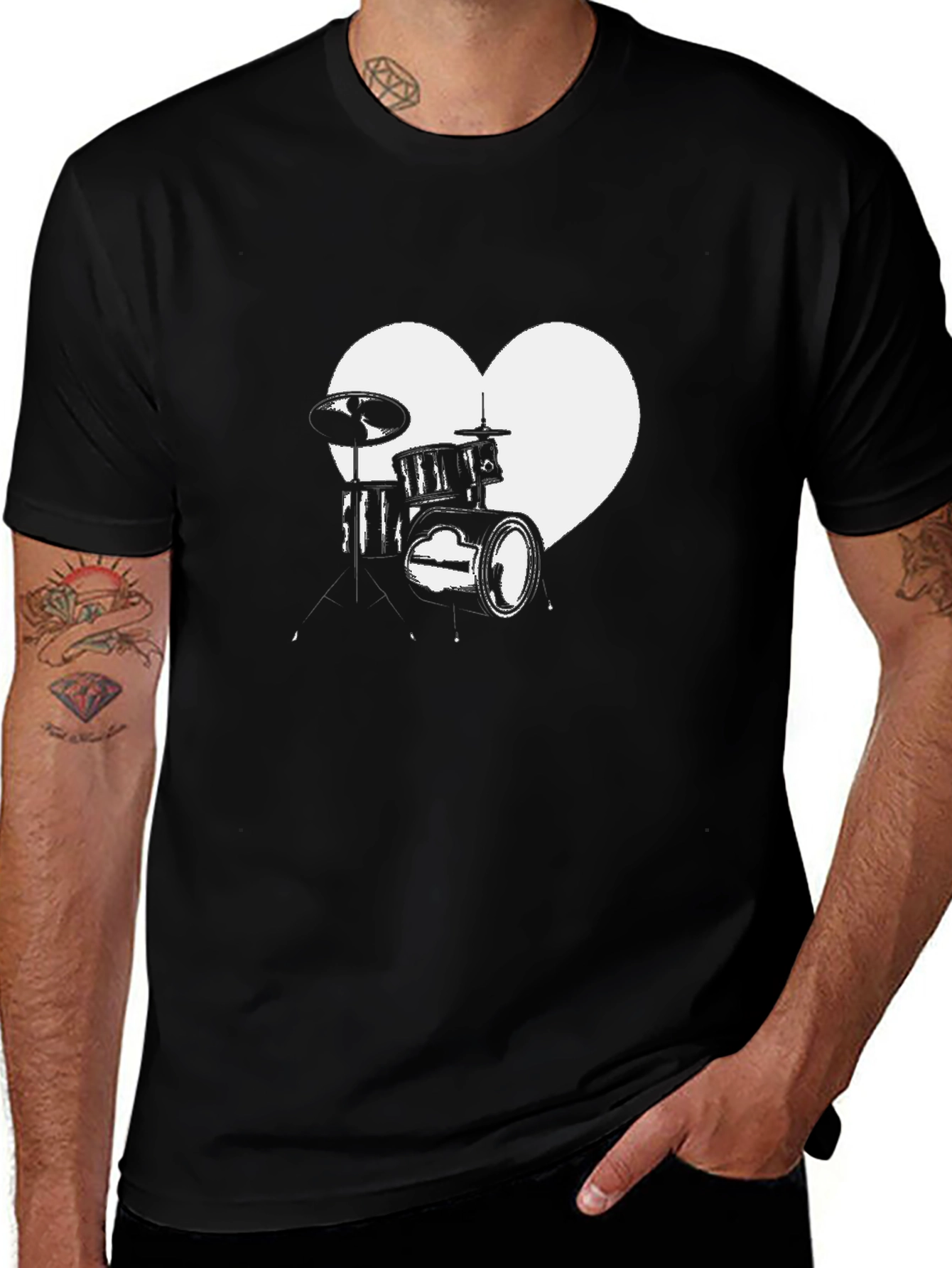 Drum Kit Heart T-Shirt - Music Lover Tee