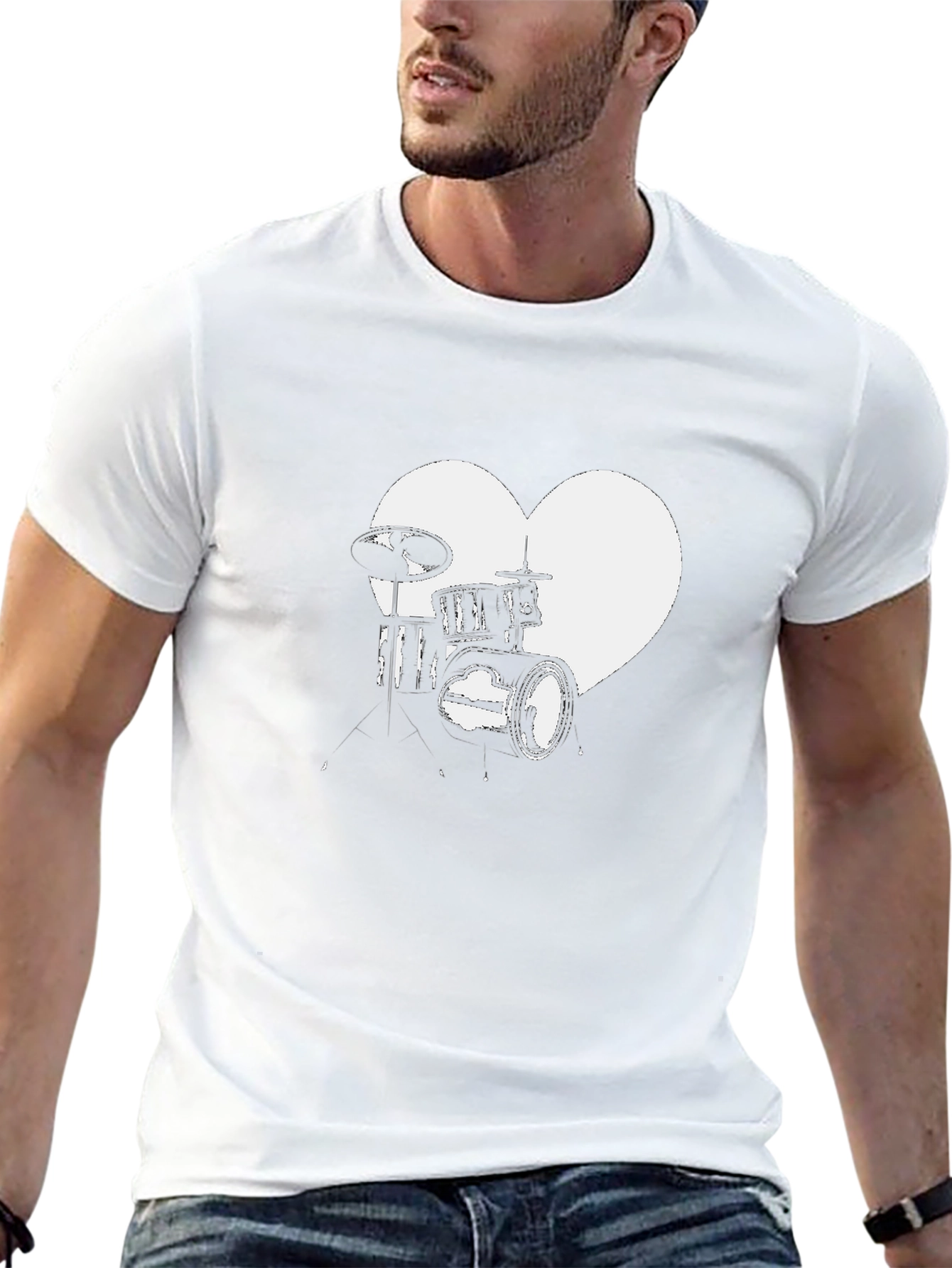 Drum Kit Heart T-Shirt - Music Lover Tee