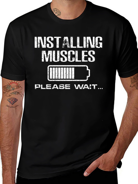 Installing Muscles Funny Workout Gym T-Shirt