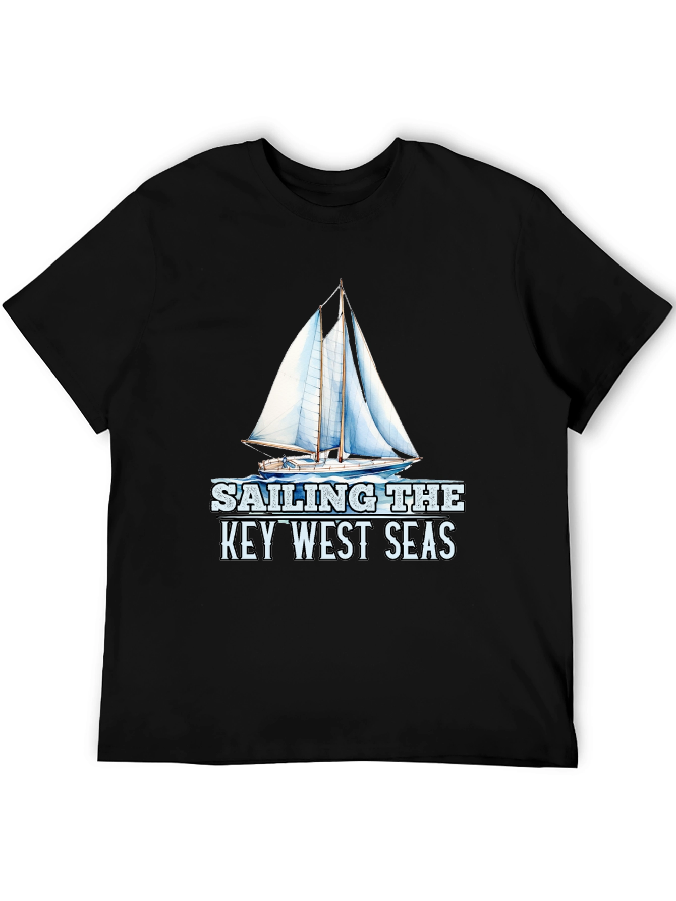 Sailing Key West Seas Black Graphic T-Shirt