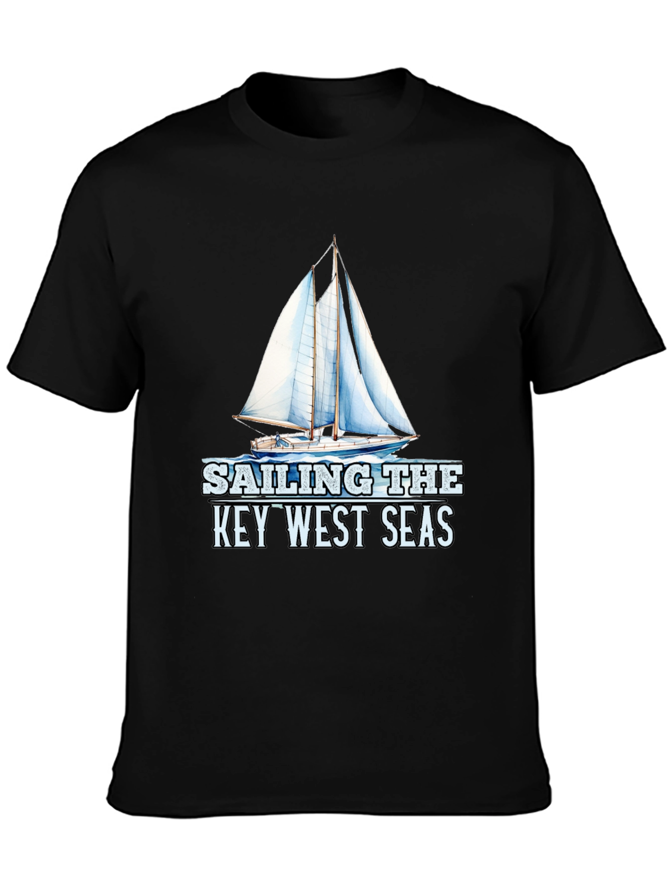 Sailing Key West Seas Black Graphic T-Shirt
