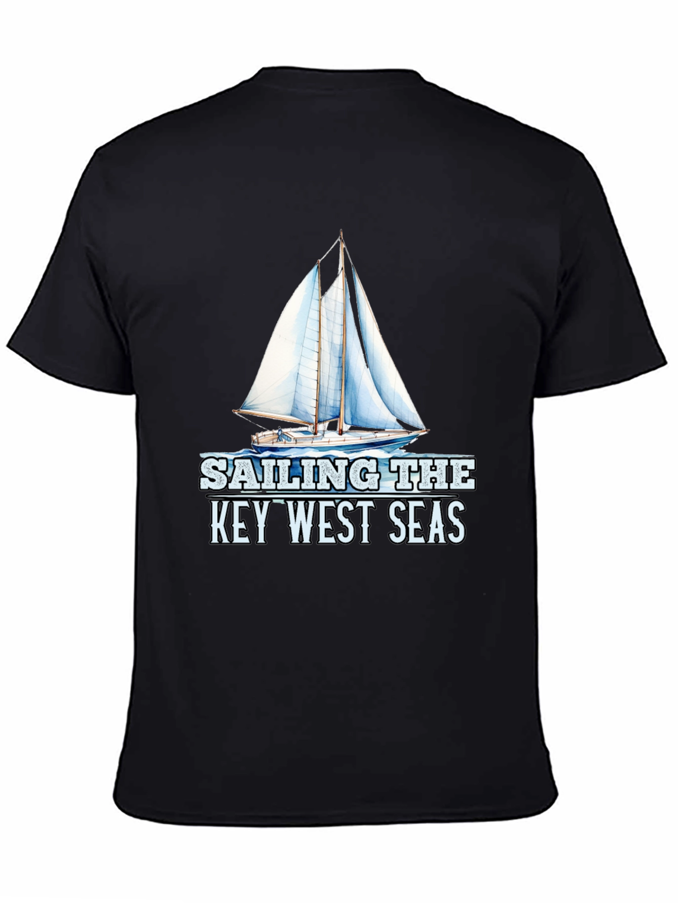 Sailing Key West Seas Black Graphic T-Shirt