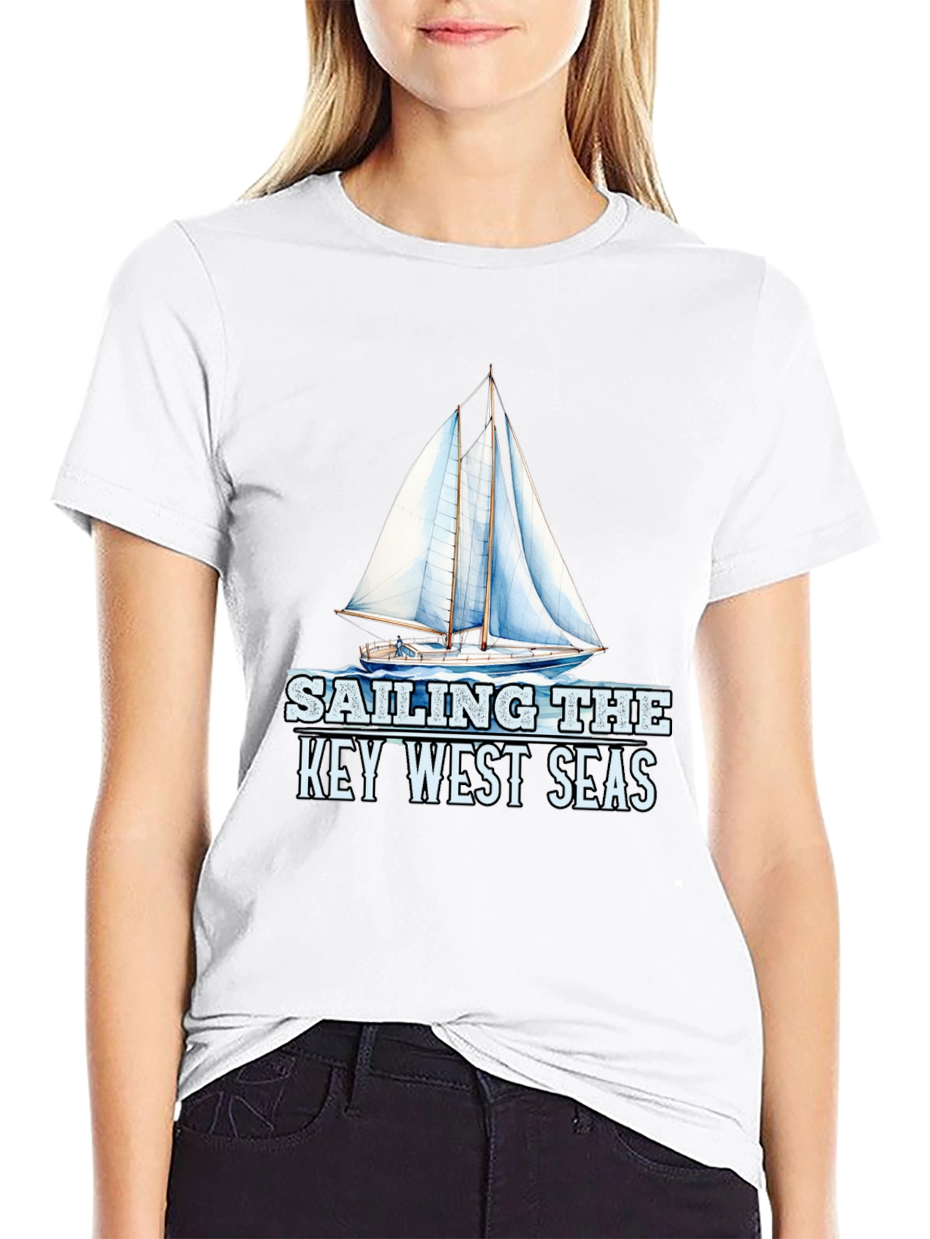 Sailing Key West Seas Black Graphic T-Shirt