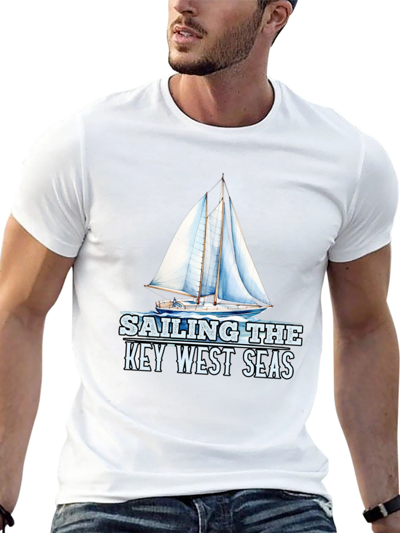 Sailing Key West Seas Black Graphic T-Shirt