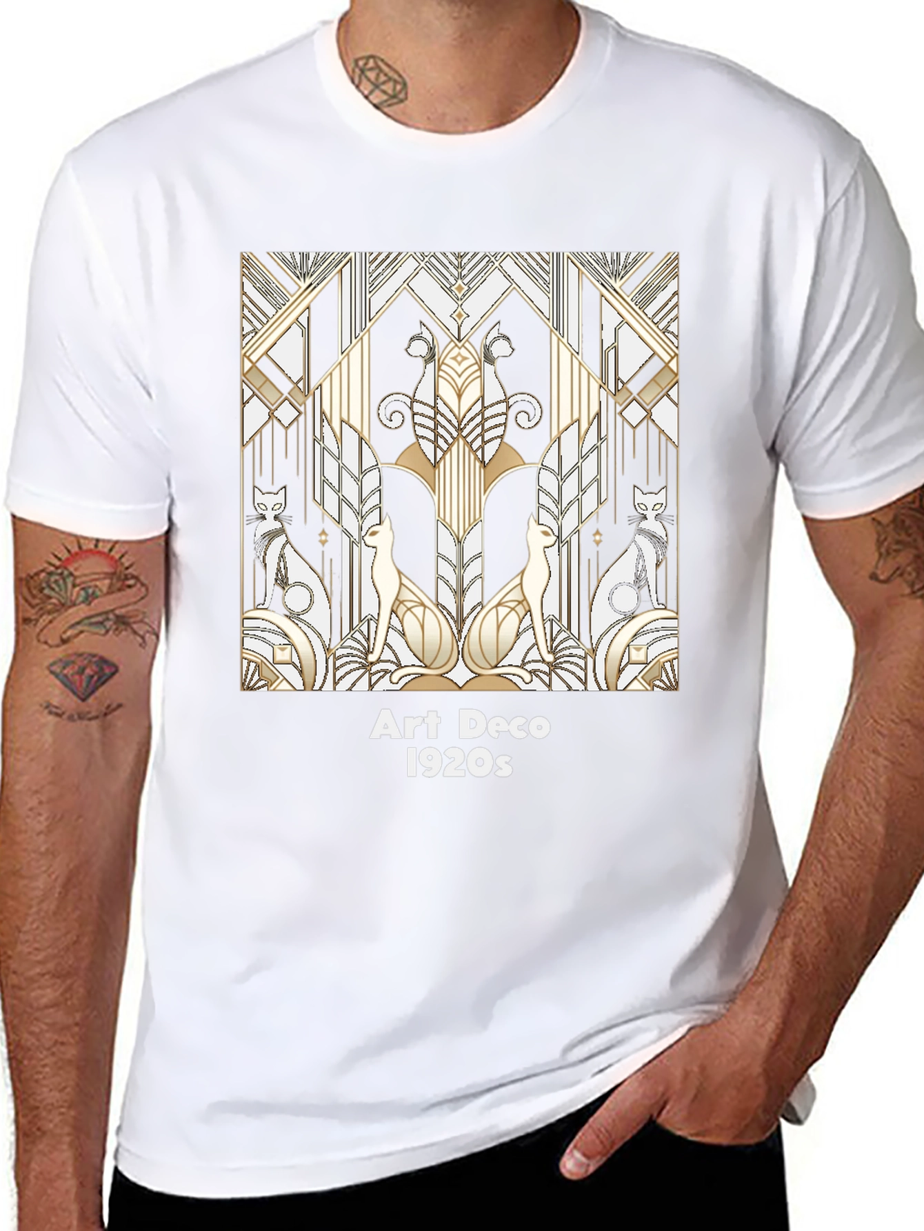 Art Deco Cats T-Shirt - 1920s Inspired Graphic Tee