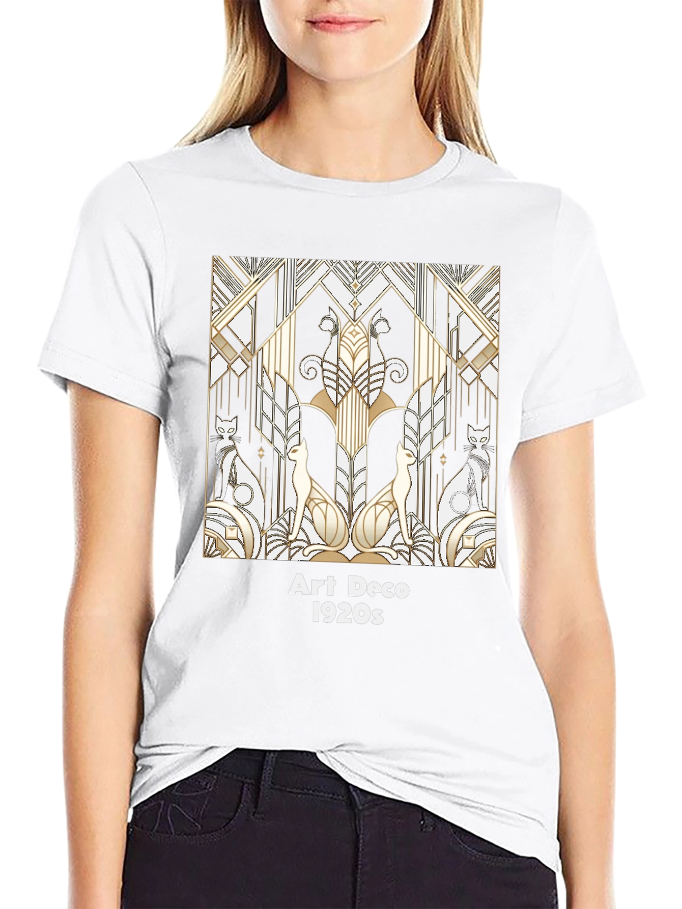 Art Deco Cats T-Shirt - 1920s Inspired Graphic Tee