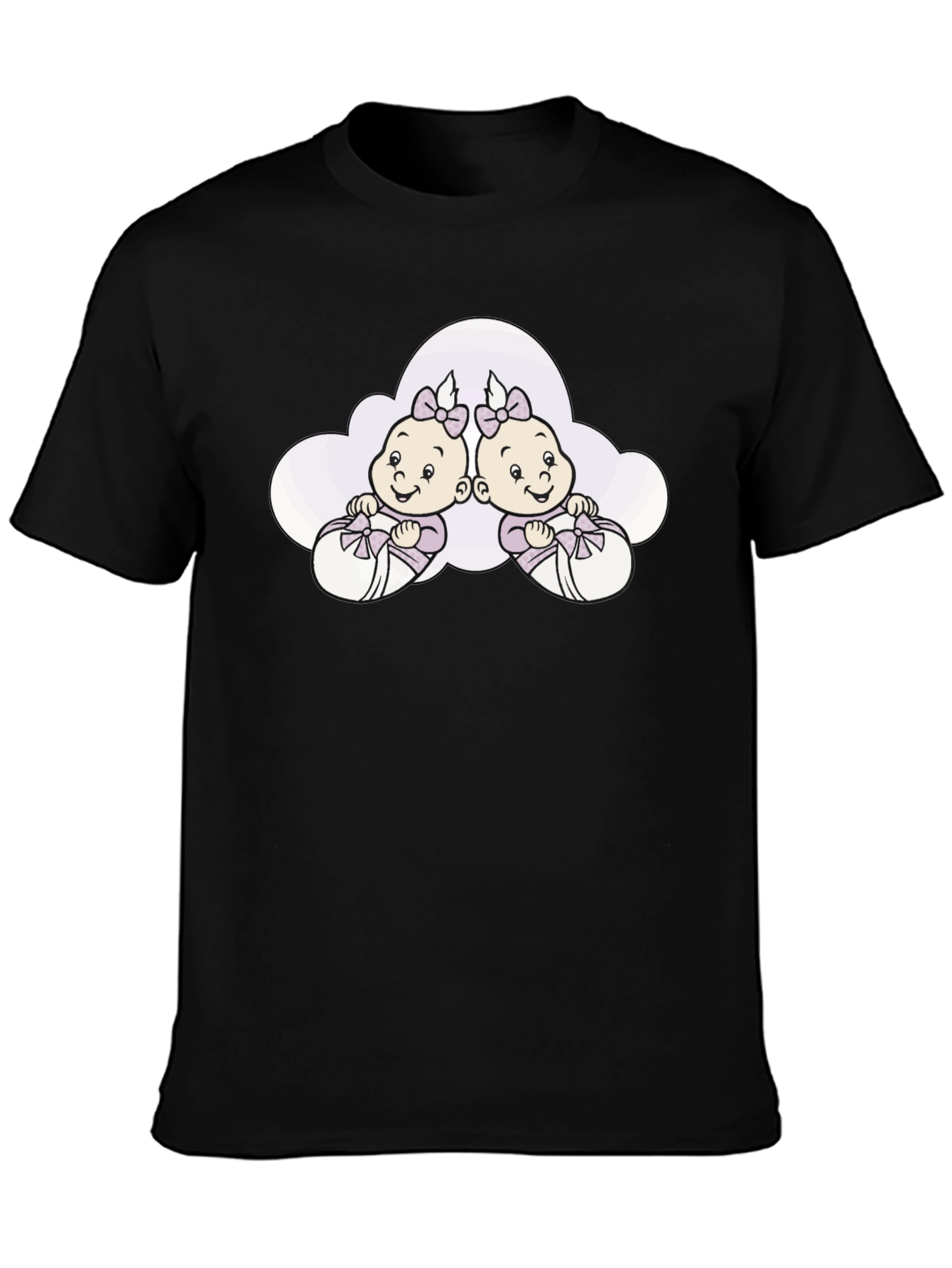 Cute Twin Baby T-Shirt - Black